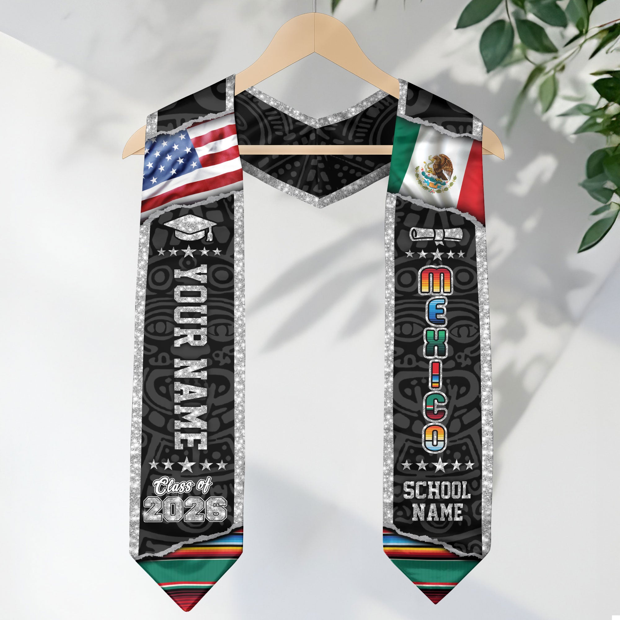 Personalized Mexican Stole 2026, Mexico Graduation Sash, Custom Graduate GIft