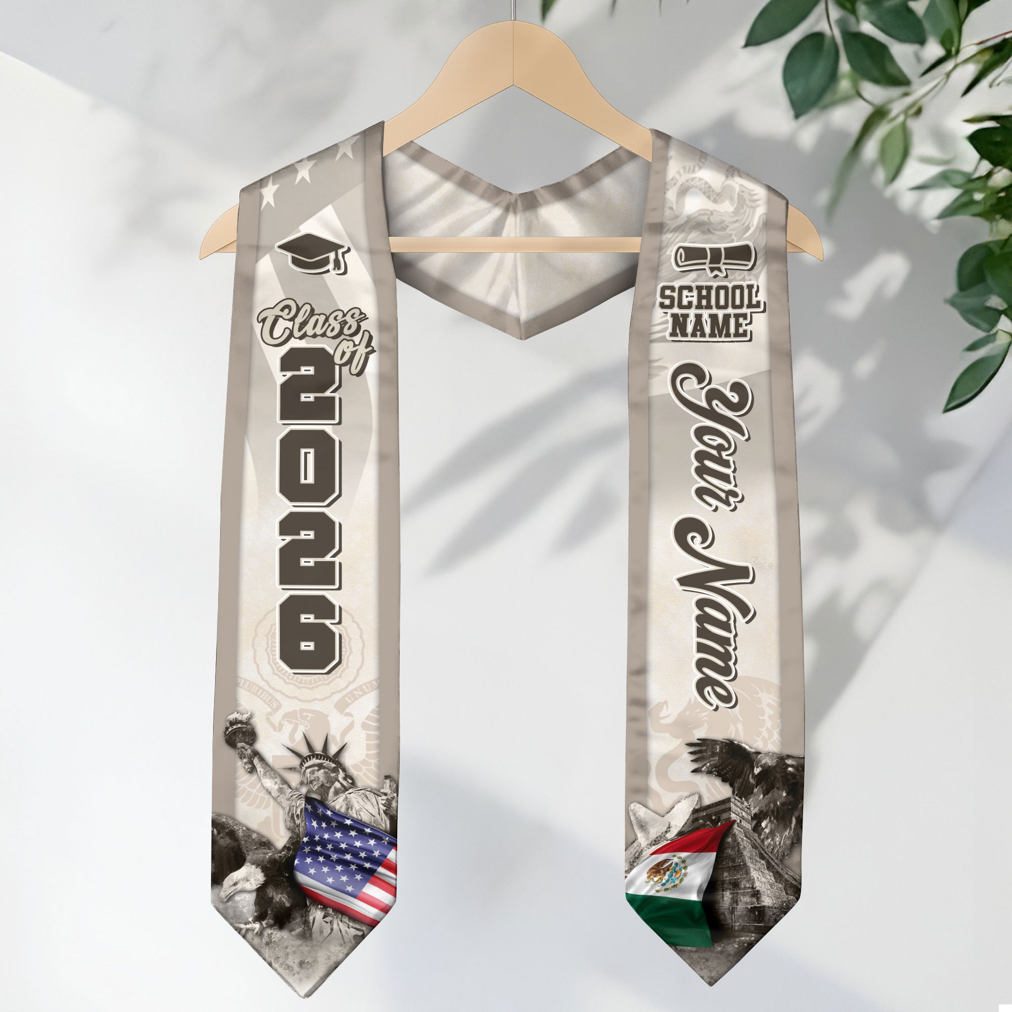 Custom Mexico Graduation Stole, Mexican Sash, Personalized Graduate Class of 2026