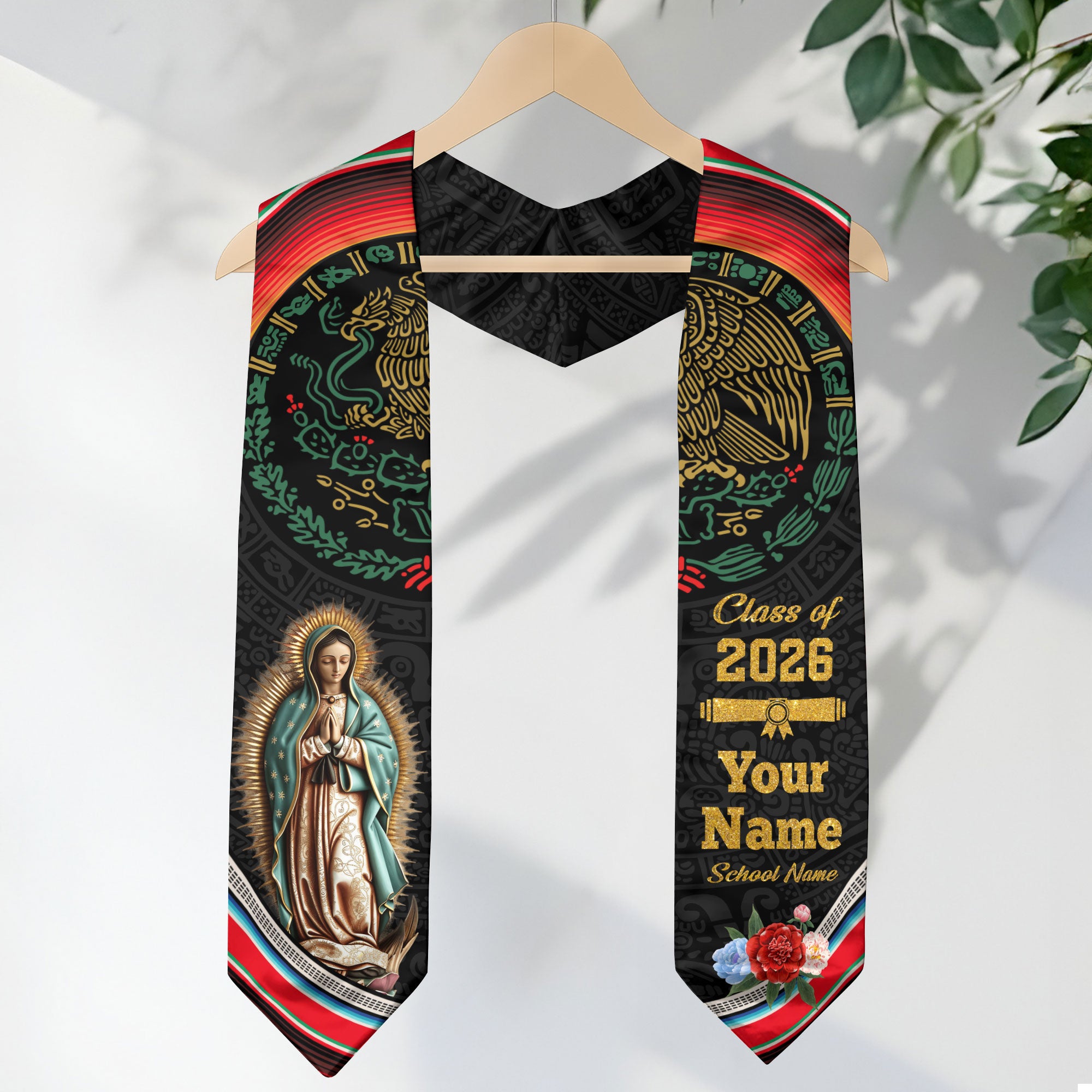 Personalized Mexican Graduation Stole 2026, Custom Mexico Sash for Graduate, Premium Mexican Stole for Graduation Day