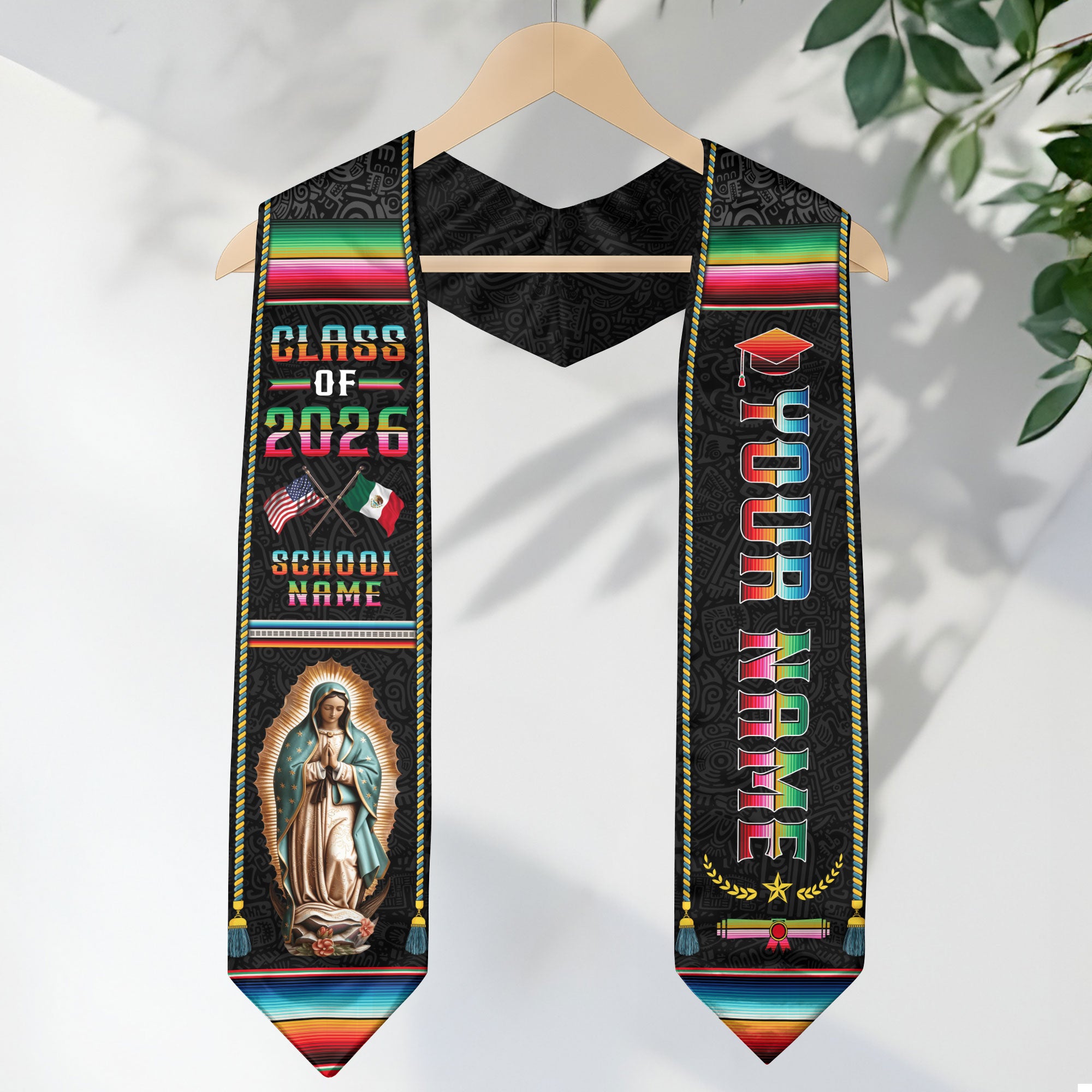 Mexican Graduation Sash 2026 Custom, Personalized Mexico Stole for Graduate, Classic Mexican Stole for Graduation Ceremony