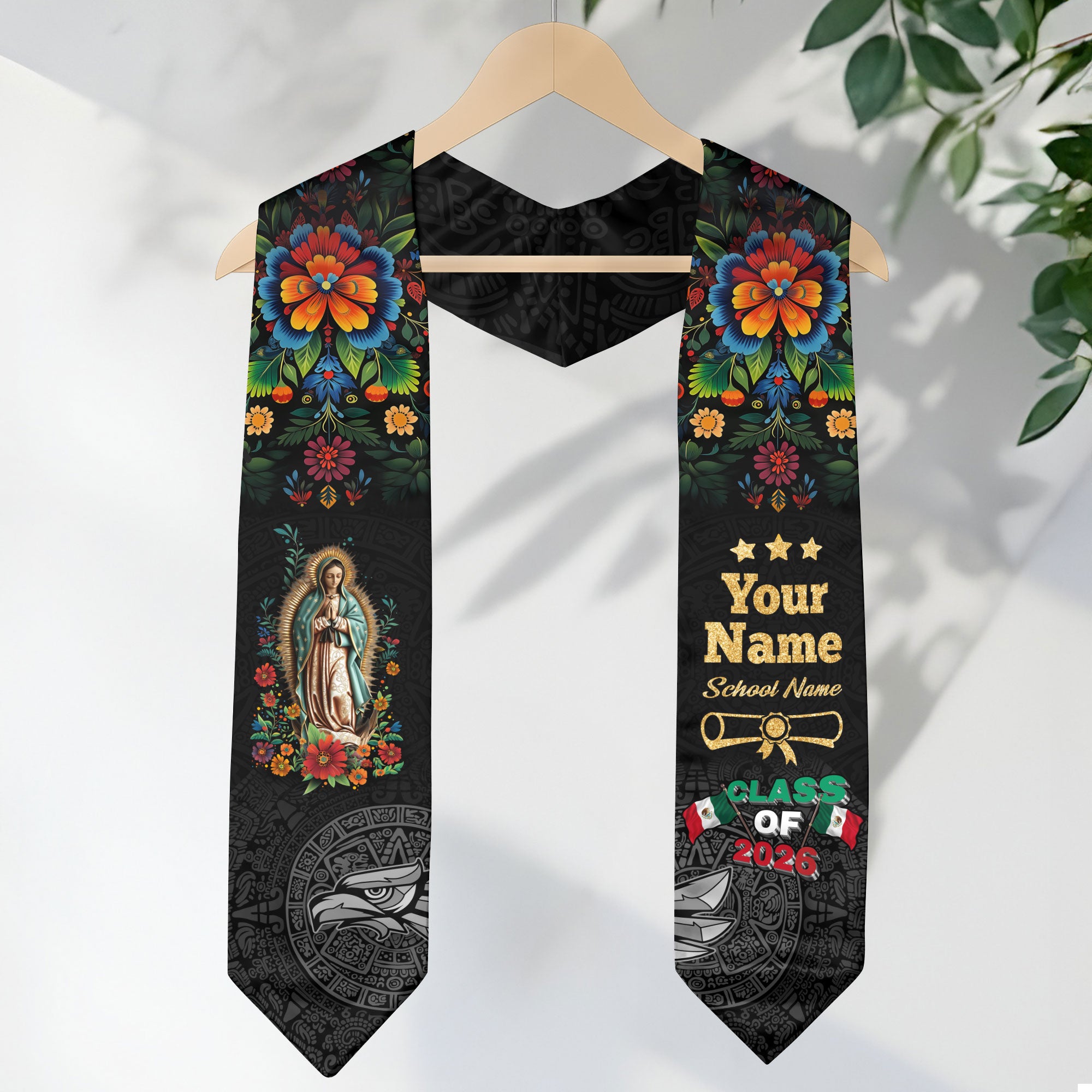 Custom Mexican Graduate Stole 2026, Personalized Mexico Sash for Graduation