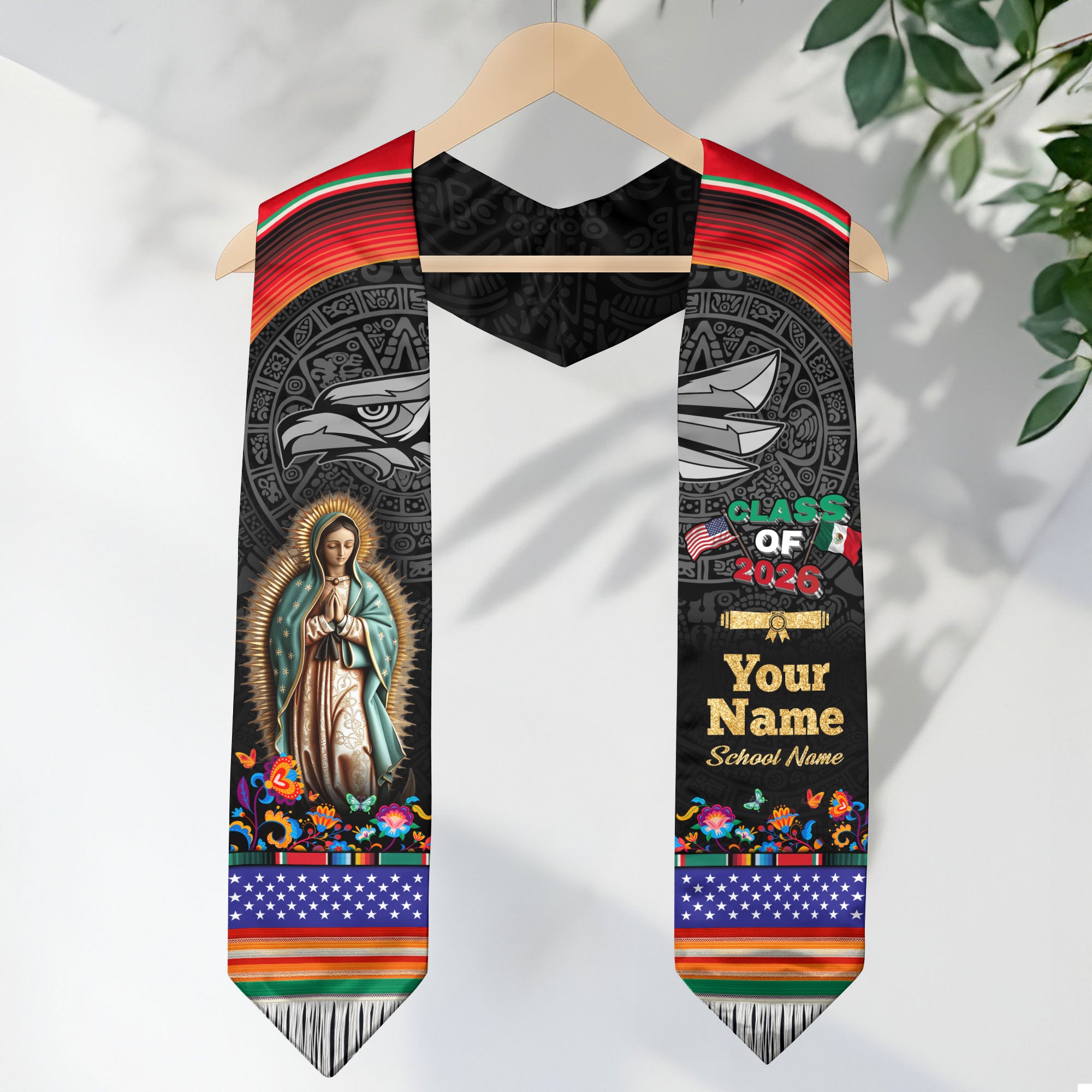 Mexico Graduation Stole 2026 for Graduate, Custom Personalized Mexican Sash