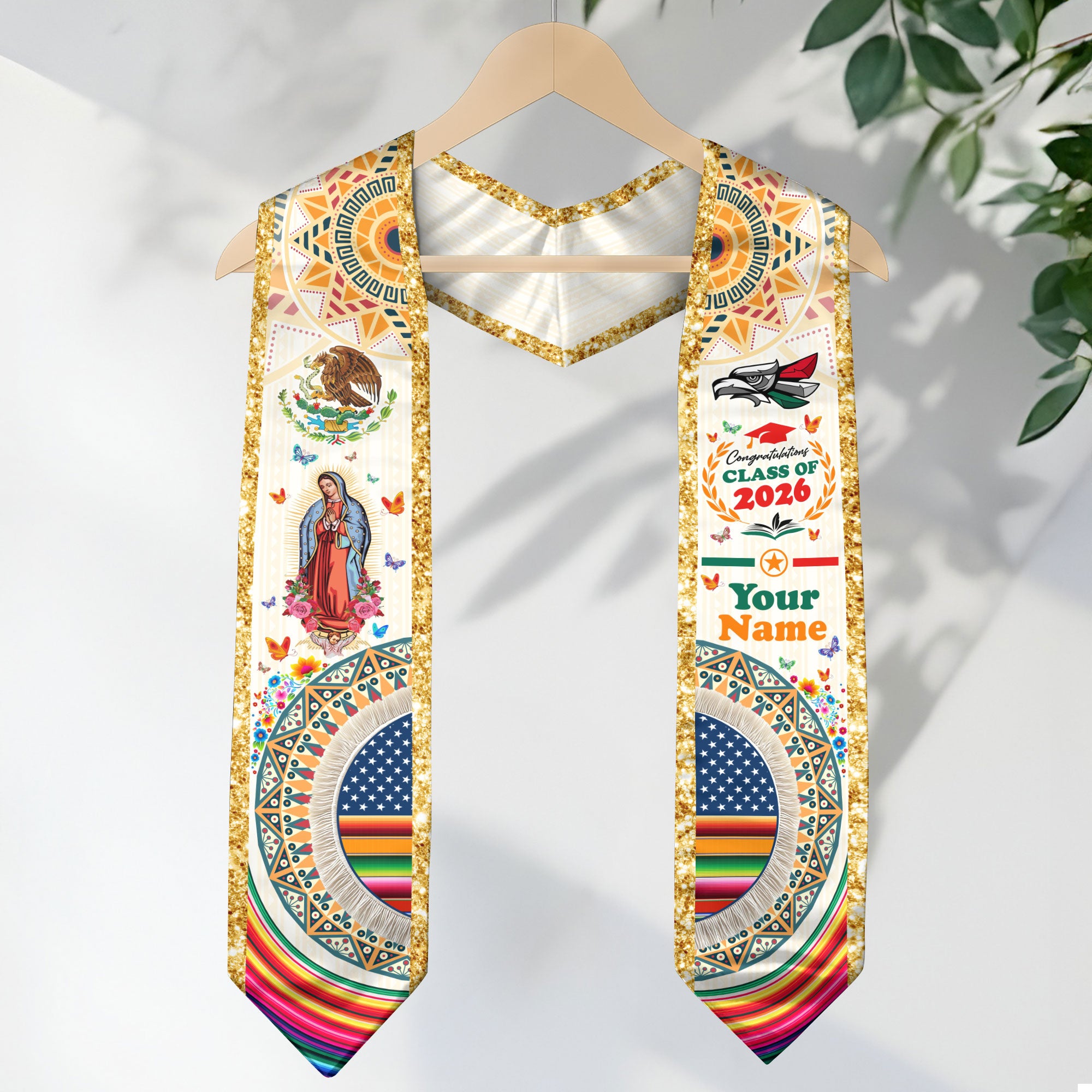 Custom Mexico Stole 2026 for Graduate, Personalized Mexican Graduation Sash