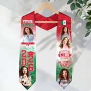 Mexico Aztec Stole 2026 for Graduate, Custom Photo Mexican Graduation Sash