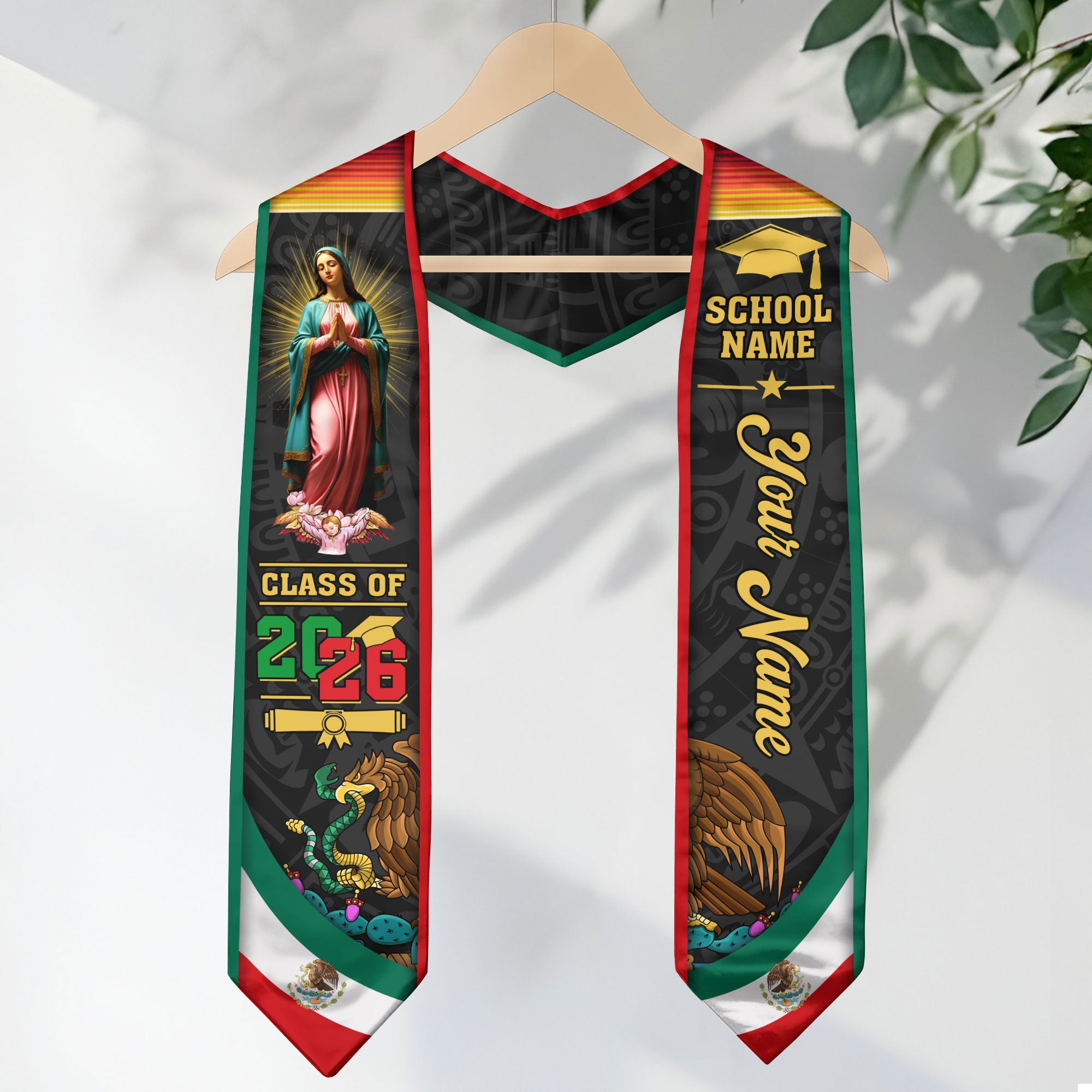 Mexico Mexican Aztec Stole 2026, Custom Graduation Sash for Distinguished Graduate