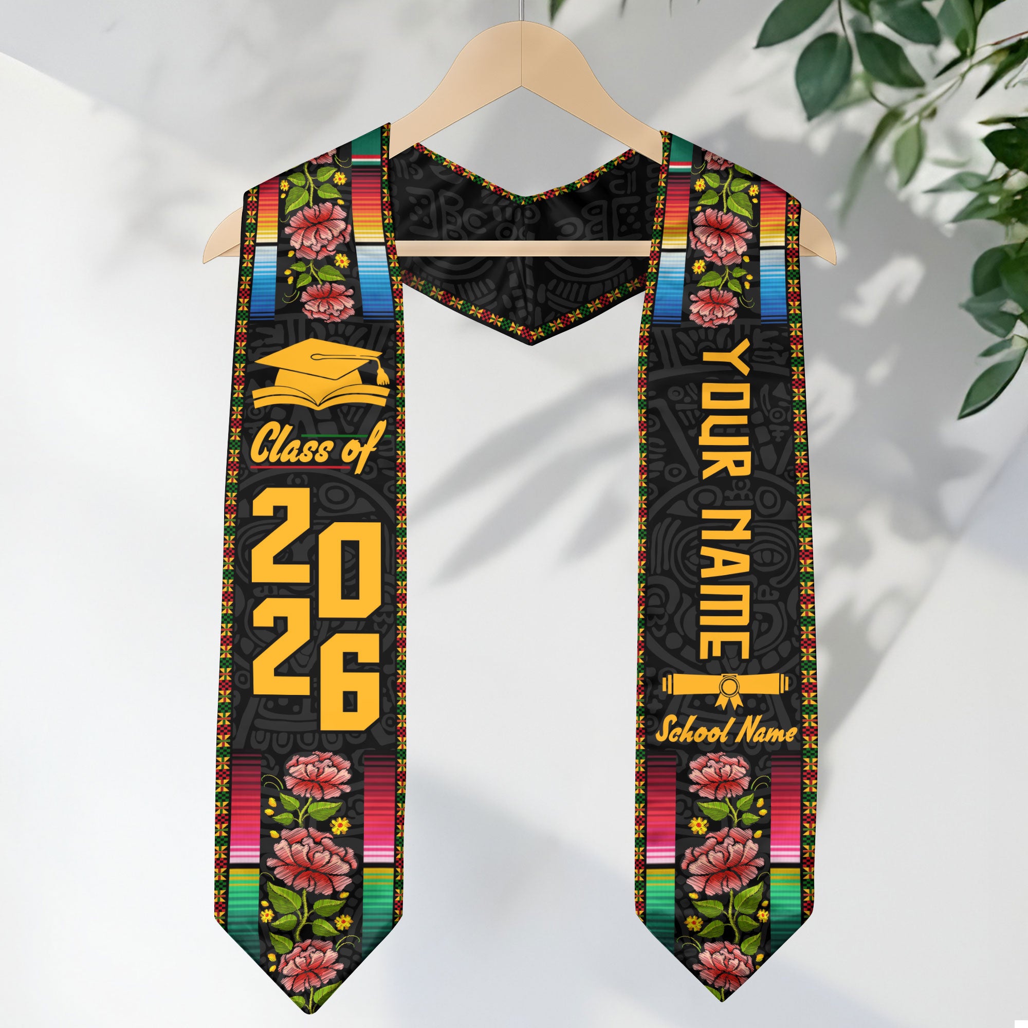 Custom Mexican Graduation Sash 2026 Aztec, Mexico Stole for Graduate Milestone