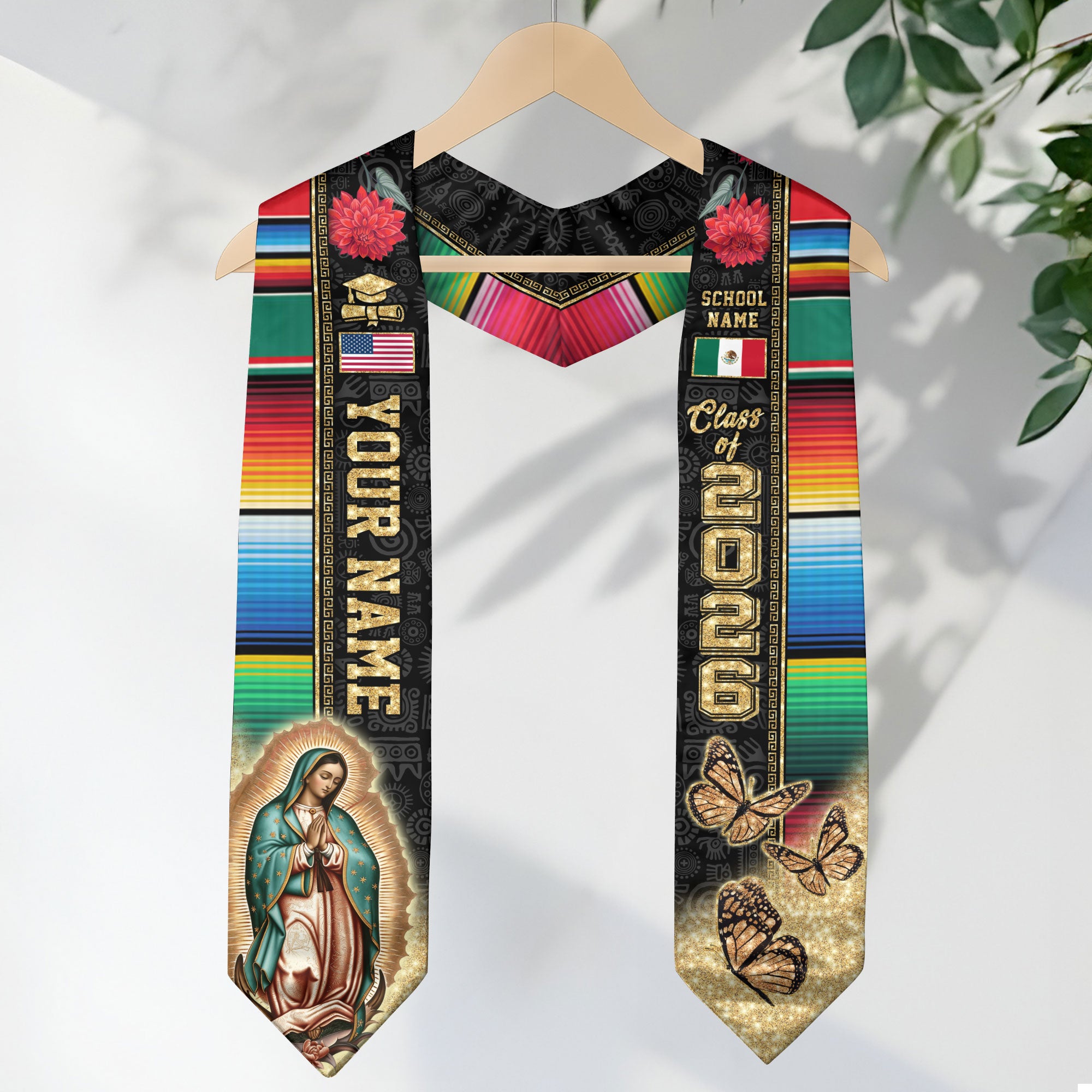 Mexico Personalized Sash 2026 for Graduate, Custom Mexican Graduation Stole