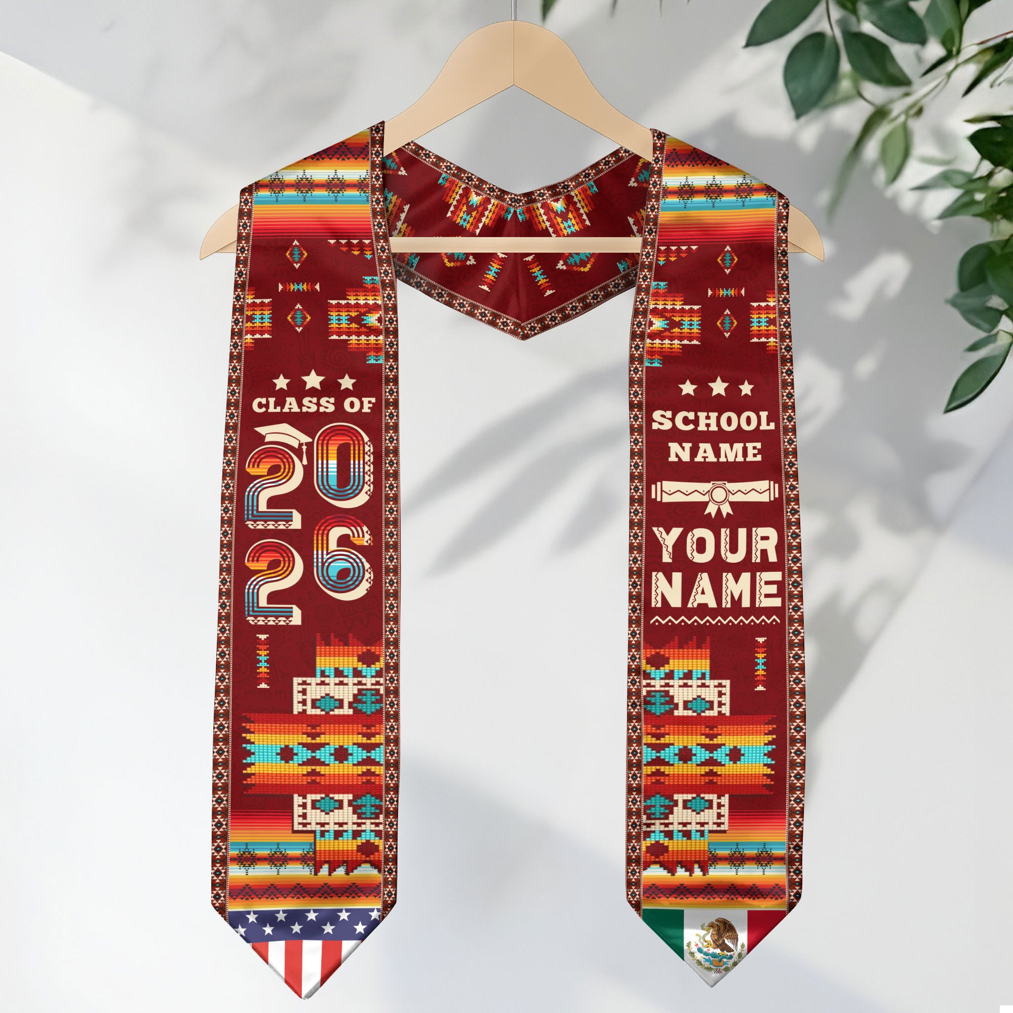Mexico Aztec Custom Graduate Stole 2026, Mexican Graduation Sash Unique Design