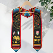 Aztec Mexico Custom Graduation Stole 2026, Mexican Sash for Graduate Honor