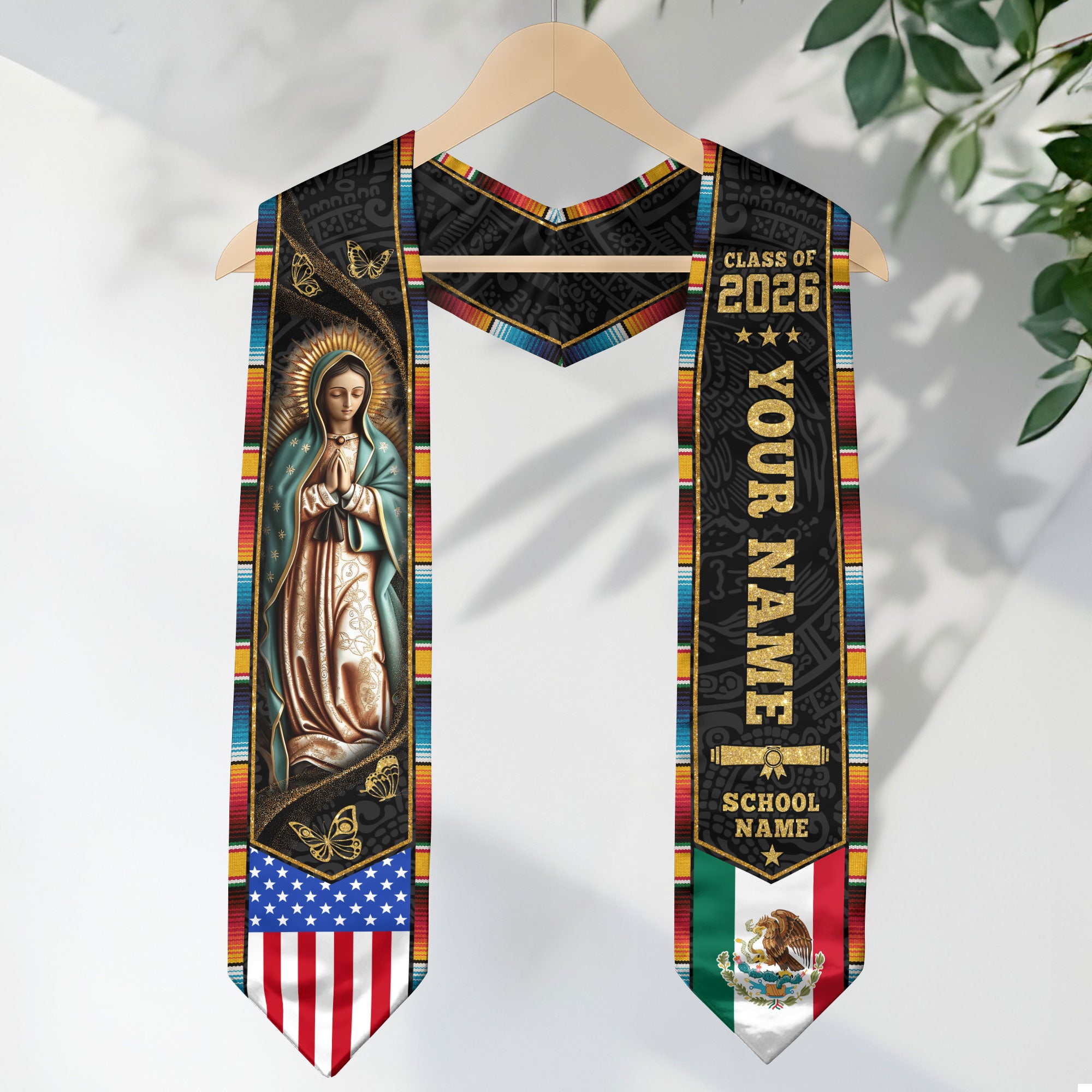 Mexican Aztec Graduate Sash 2026, Custom Mexico Graduation Stole Premium Finish