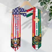 Personalized Mexican American Graduation Sash Class of 2026 Flag Eagle Name Stole