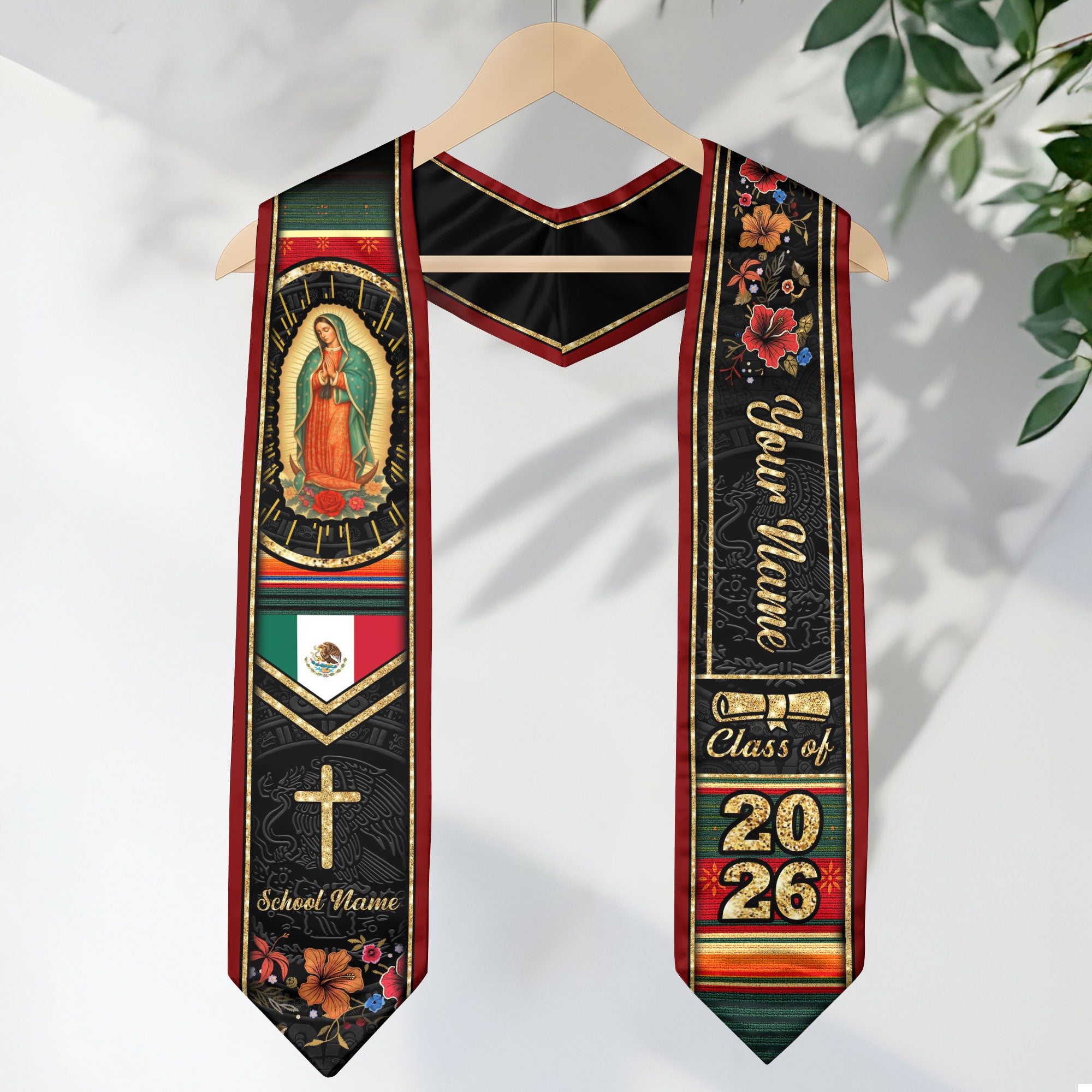 Customized Mexico Graduation Stole, Mexican Flag Inspired Stole, Graduation Sash Class of 2026
