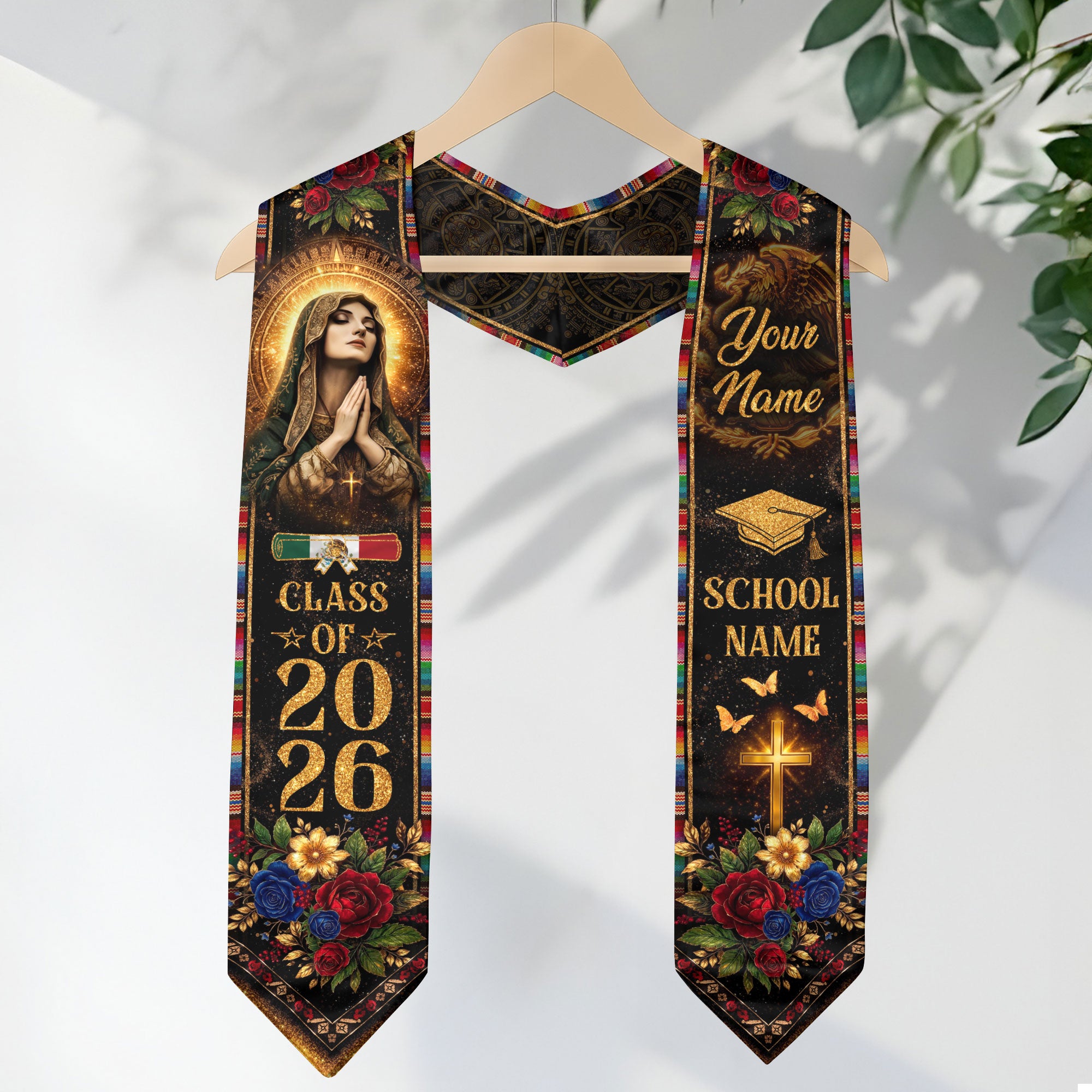 Mexican Graduation Stole 2025 Custom Name Mexico Graduation Sash Personalized