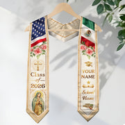 Custom Mexican Graduation Stole 2026 Virgin Mary Aztec Eagle Name School Sash