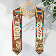 Custom Mexico Graduation Stole 2026 - Quetzalcoatl Aztec & Mexican Eagle Heritage Sash
