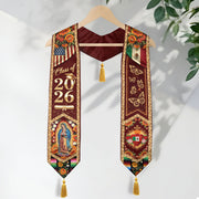 Mexico Stole Class of 2026 Butterfly Sacred Heart Virgin Guadalupe Floral Tassel Sash