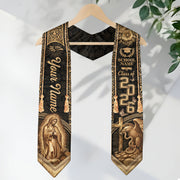 Vintage Gold Mexico Graduation Stole 2026 Virgin Mary Eagle Personalized Heritage Sash