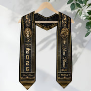 Mexico Graduation Stole Class of 2026 - Custom Name School Gold Black Sash