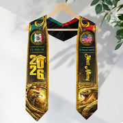 Custom Mexico USA Flag Graduation Stole 2026 Eagle Snake Mexican American Heritage Sash