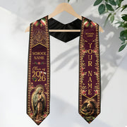 Mexico Graduation Stole 2026 Virgin Mary Burgundy Gold Personalized Heritage Sash