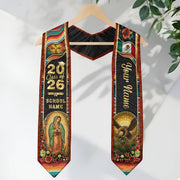 Mexico Graduation Stole 2026 Virgin Mary Eagle Serape Personalized Heritage Mosaic Sash