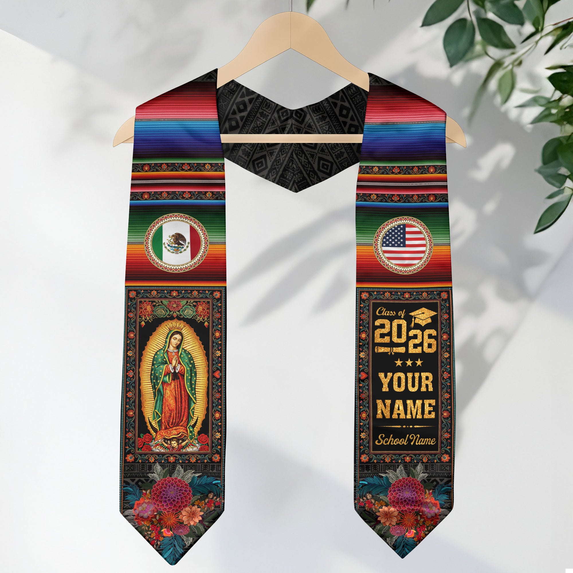 Mexico Serape Graduation Stole Custom Name 2026 Mexican American Grad Gift Sash