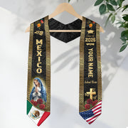 Custom Mexico Graduation Stole 2026 Virgin Mary Eagle Flag Mexican Sash