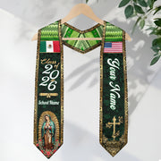 Mexico Graduation Stole 2026 Emerald Green Virgin Mary Personalized Mexican Sash