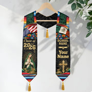 Custom Mexican American Graduation Stole Class of 2026 Our Lady of Guadalupe Mexico Tassel Sash