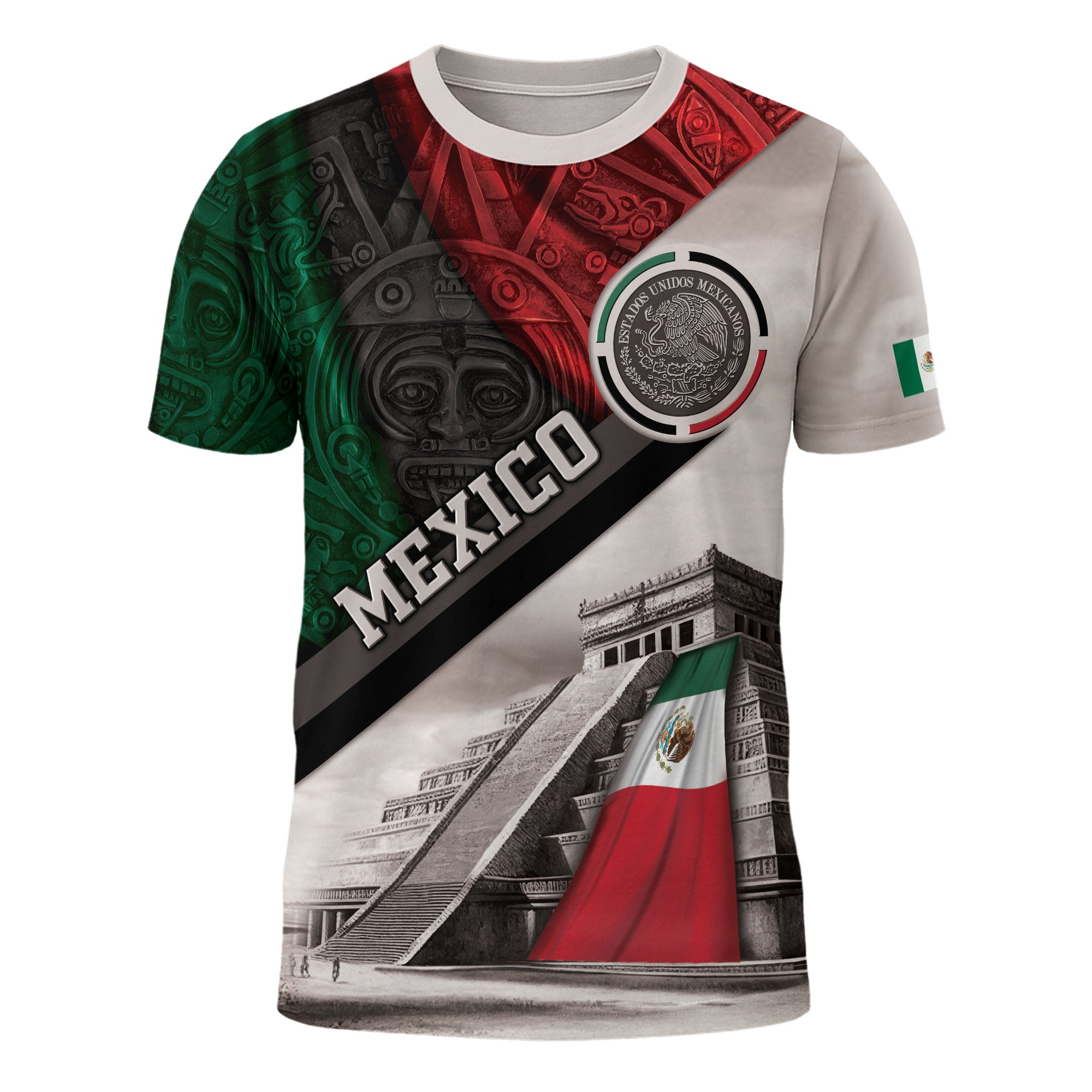 Mexico Flag Pyramid Aztec Heritage Pride Warrior Spirit Legacy Shirt