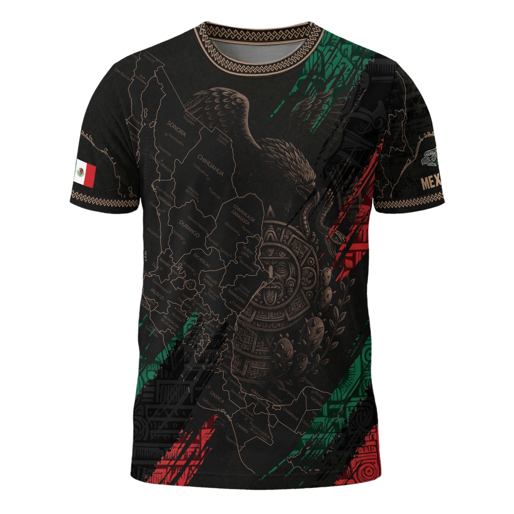 Aztec Eagle Mexico Map Heritage Pride Black Warrior Shirt