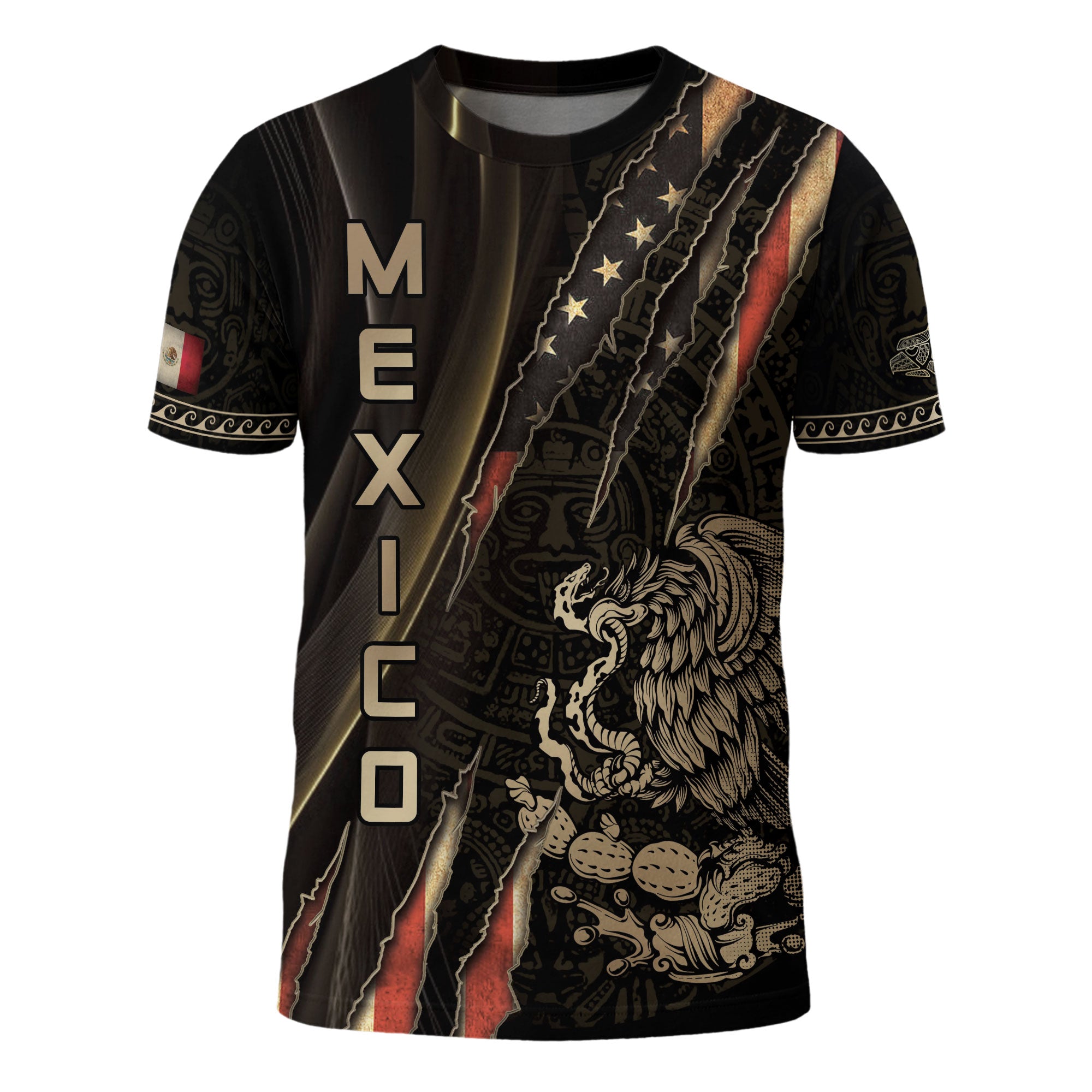 Mexico USA Flag Eagle Claw Aztec Heritage Warrior Shirt