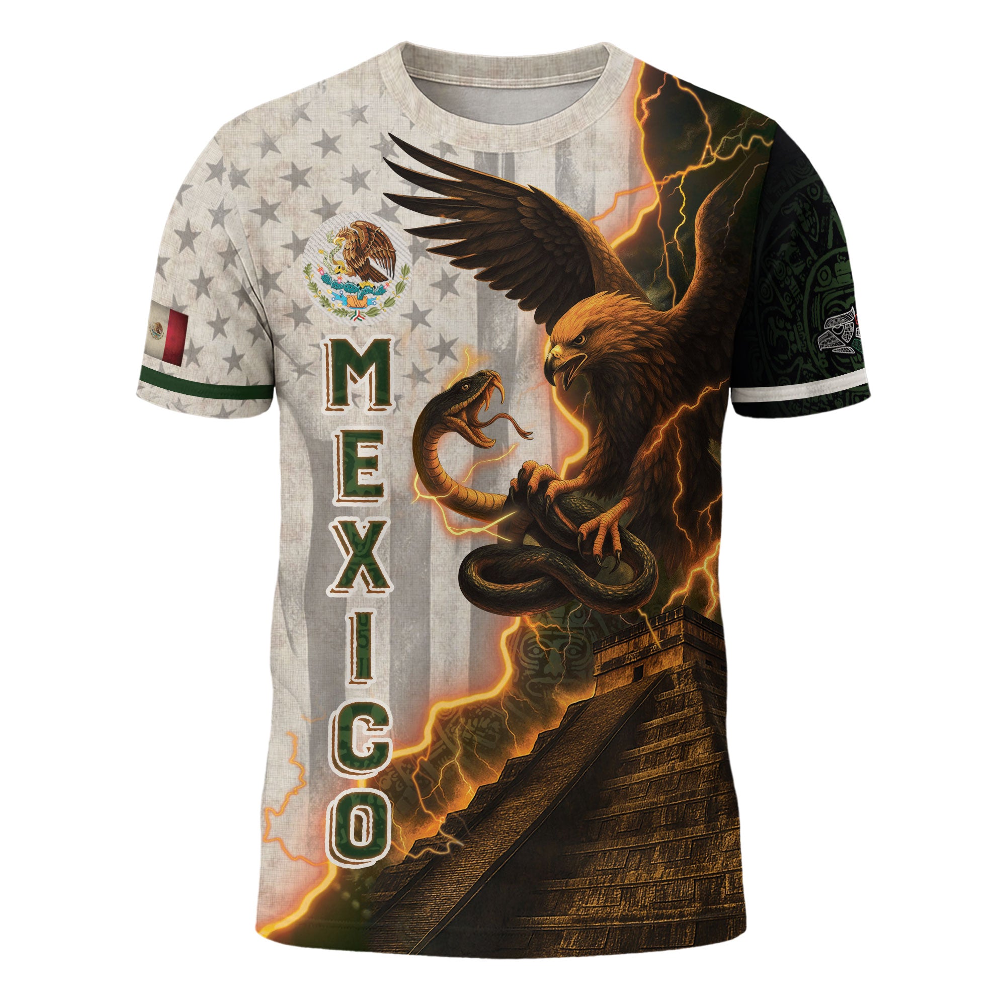 Mexican Eagle Lightning Aztec Pyramid Heritage Pride Shirt