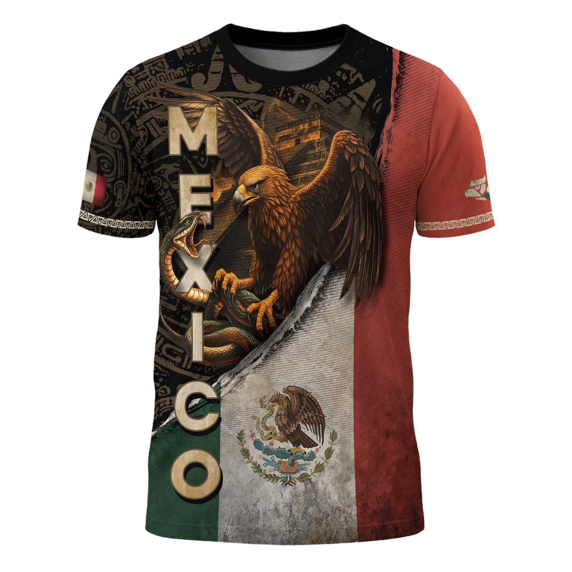 Mexico Flag Eagle Serpent Aztec Pattern Heritage Pride Warrior Legacy Shirt
