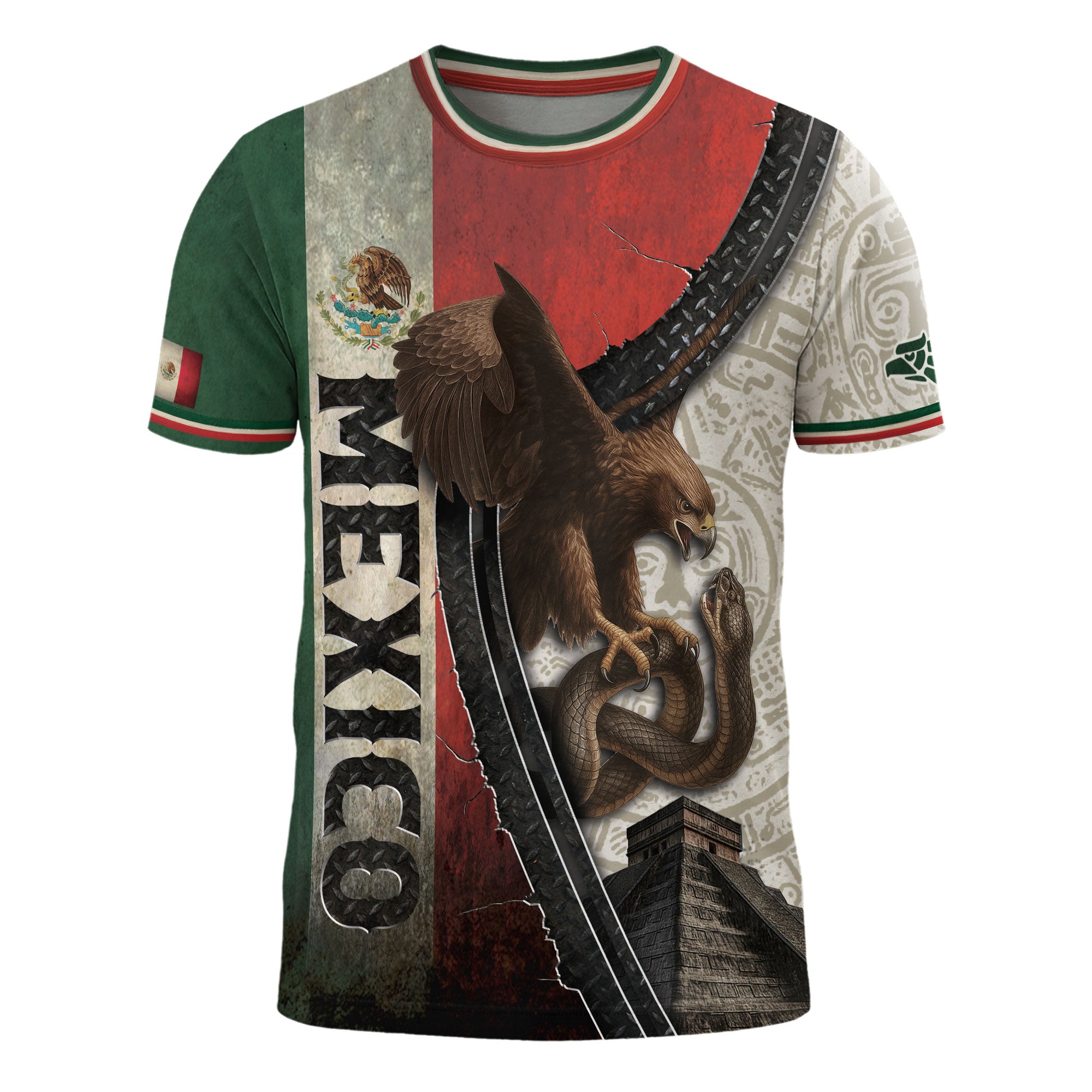 Mexico Flag Eagle Serpent Aztec Pyramid Heritage Pride Legacy Warrior Shirt