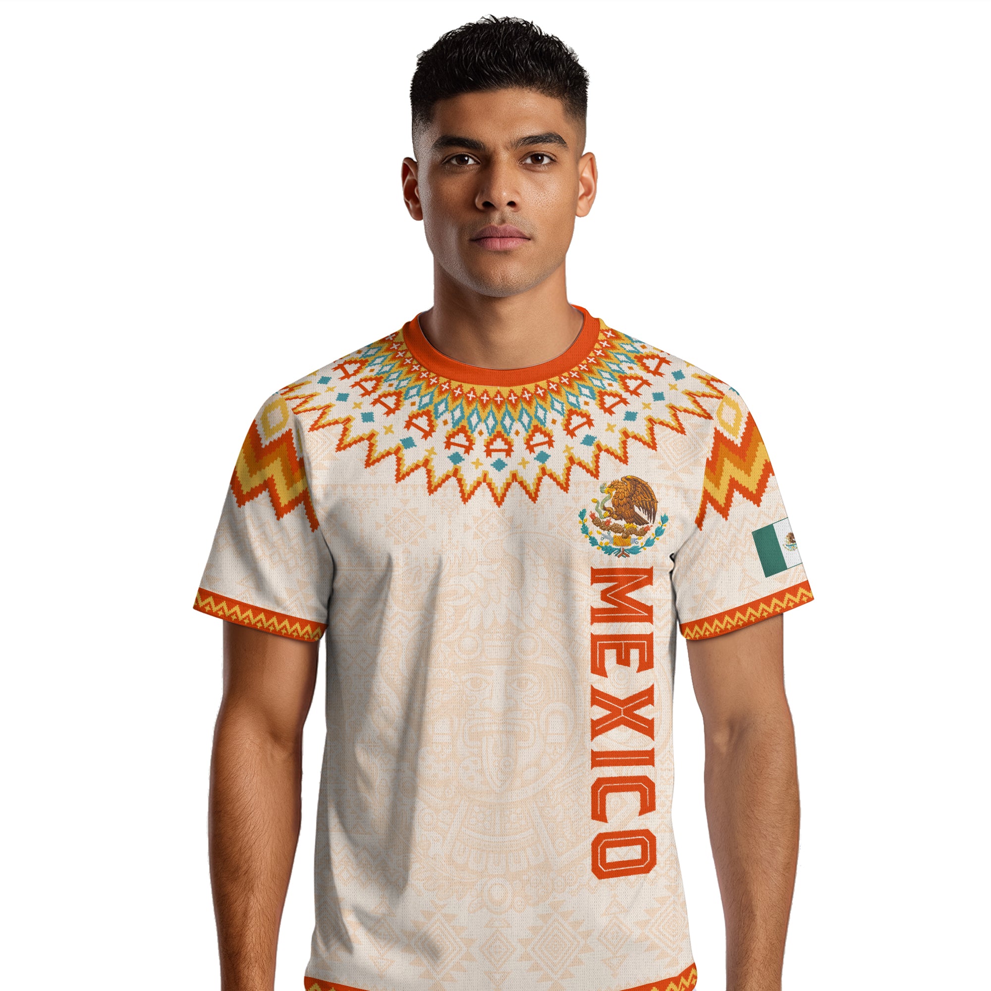 Mexico Heritage Soccer Jersey, Aztec Pattern Mexican Roots Design Jersey For Men