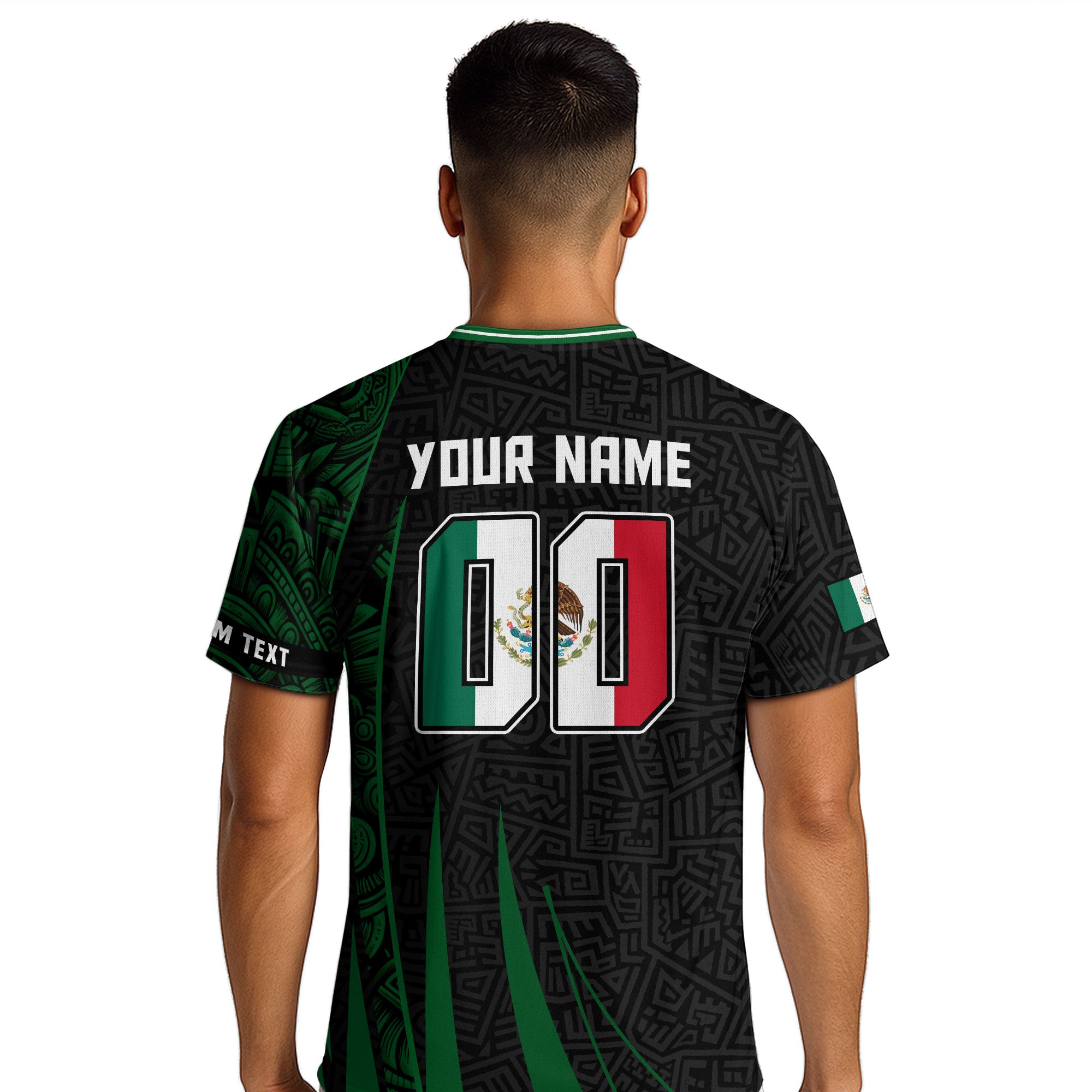 Custom Mexico Aztec Green Stripes Soccer Jersey