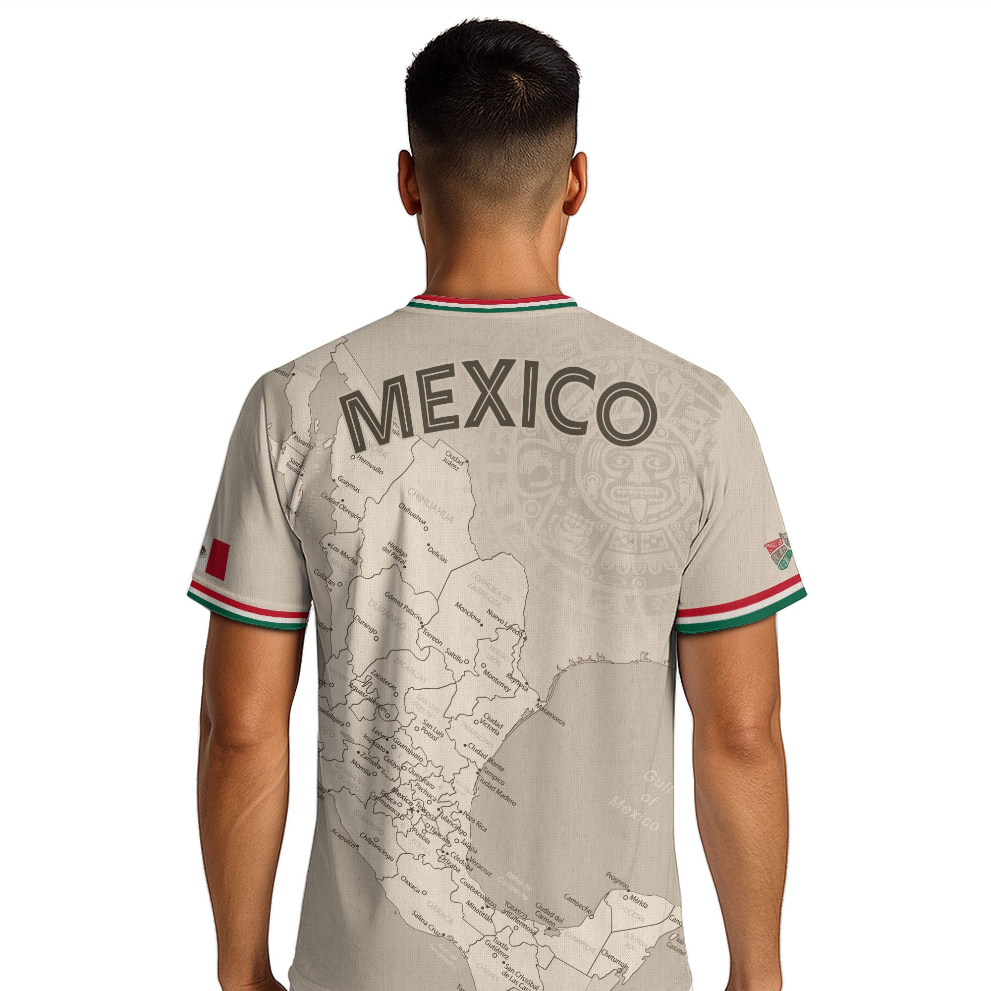 Beige Mexico Soccer Jersey with Map Inspired Design