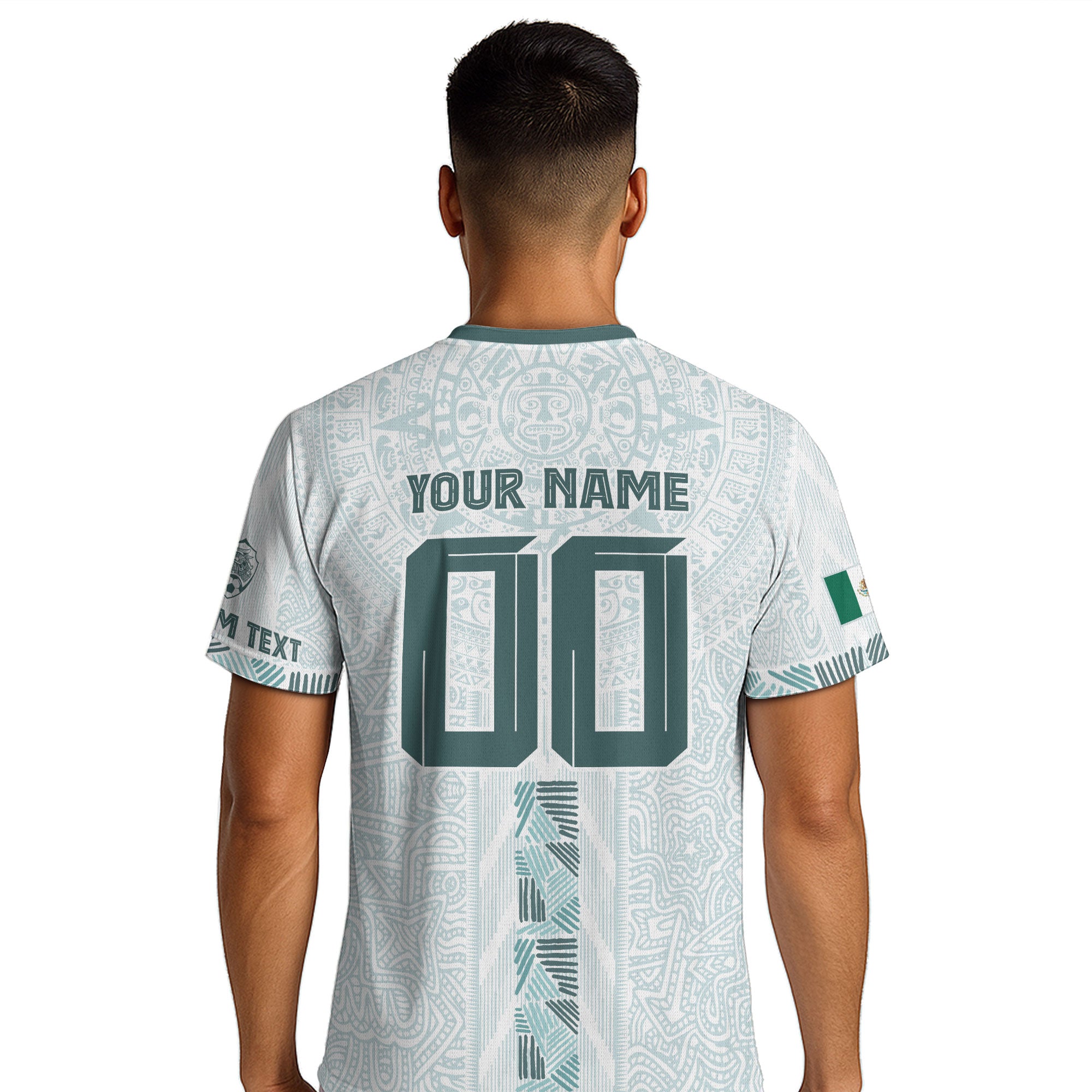 Custom Mexico White Aztec Calendar Design Soccer Jersey