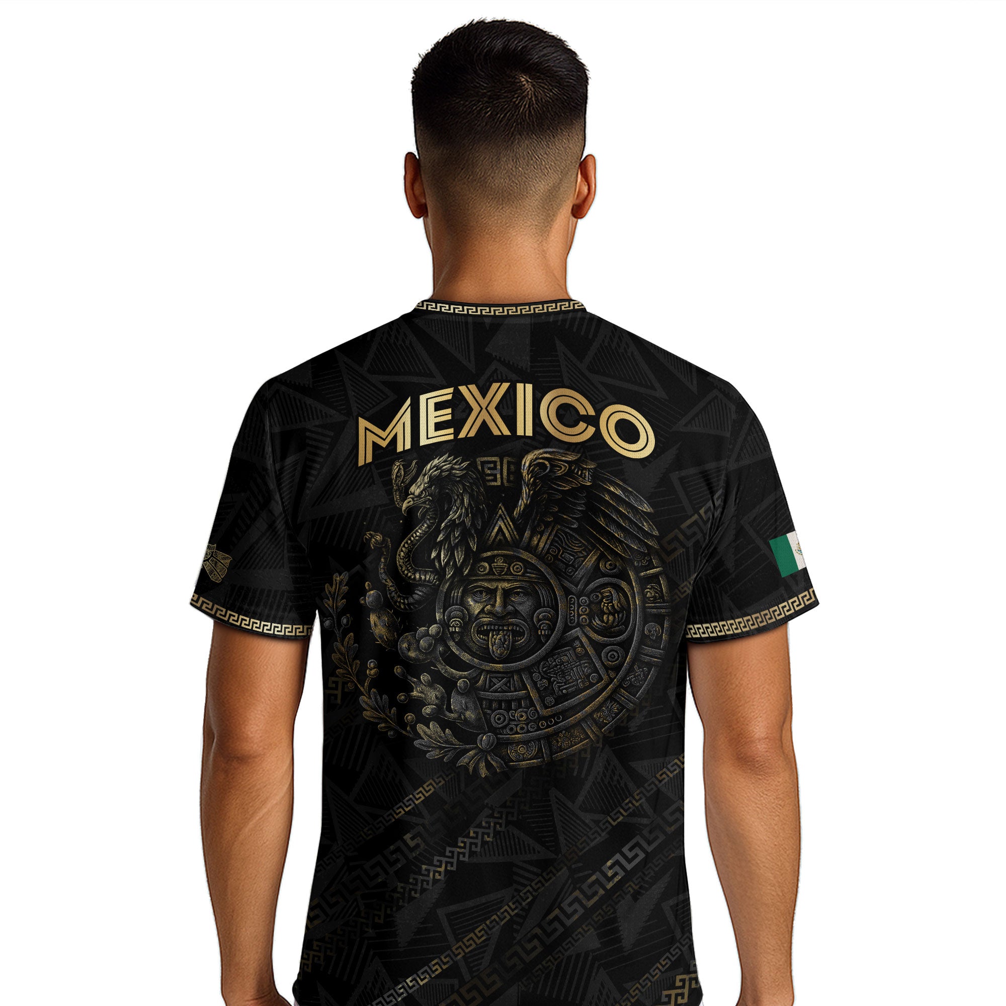 Mexico Soccer Jersey Black Aztec Eagle and Serpent Design