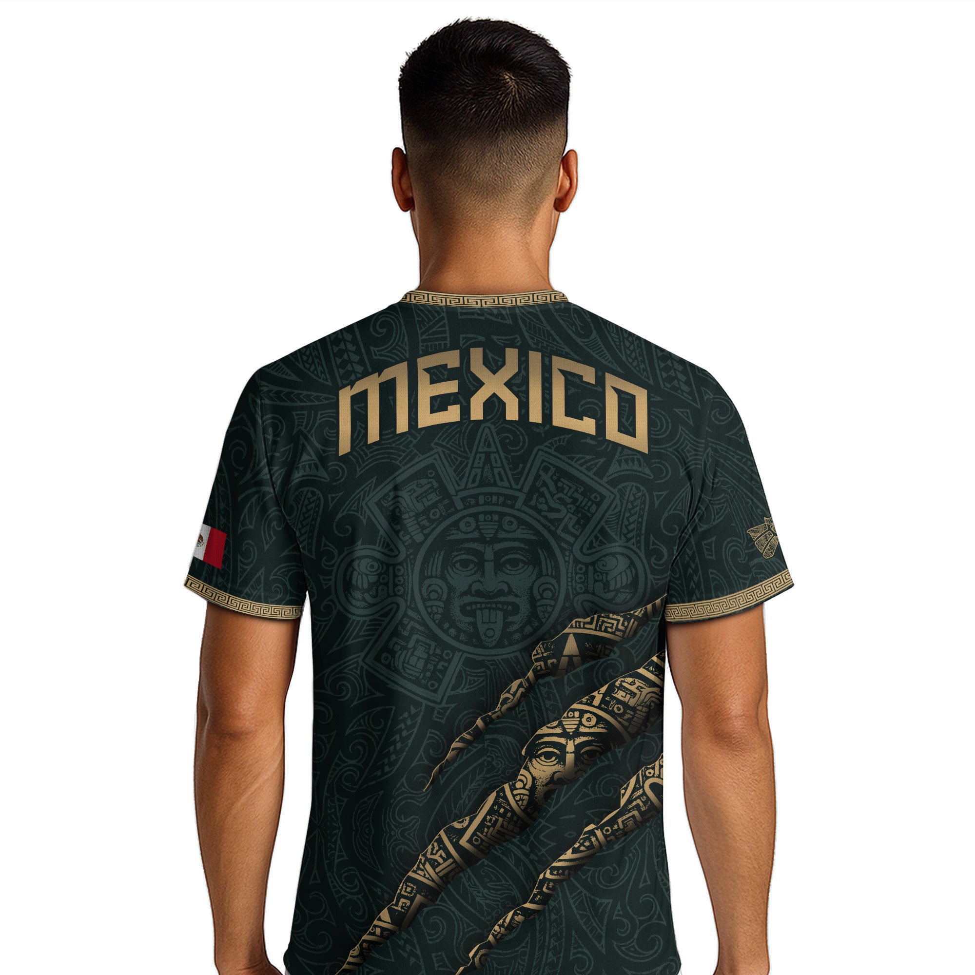 Mexico Soccer Jersey Dark Green Aztec Eagle and Warrior Claw Design