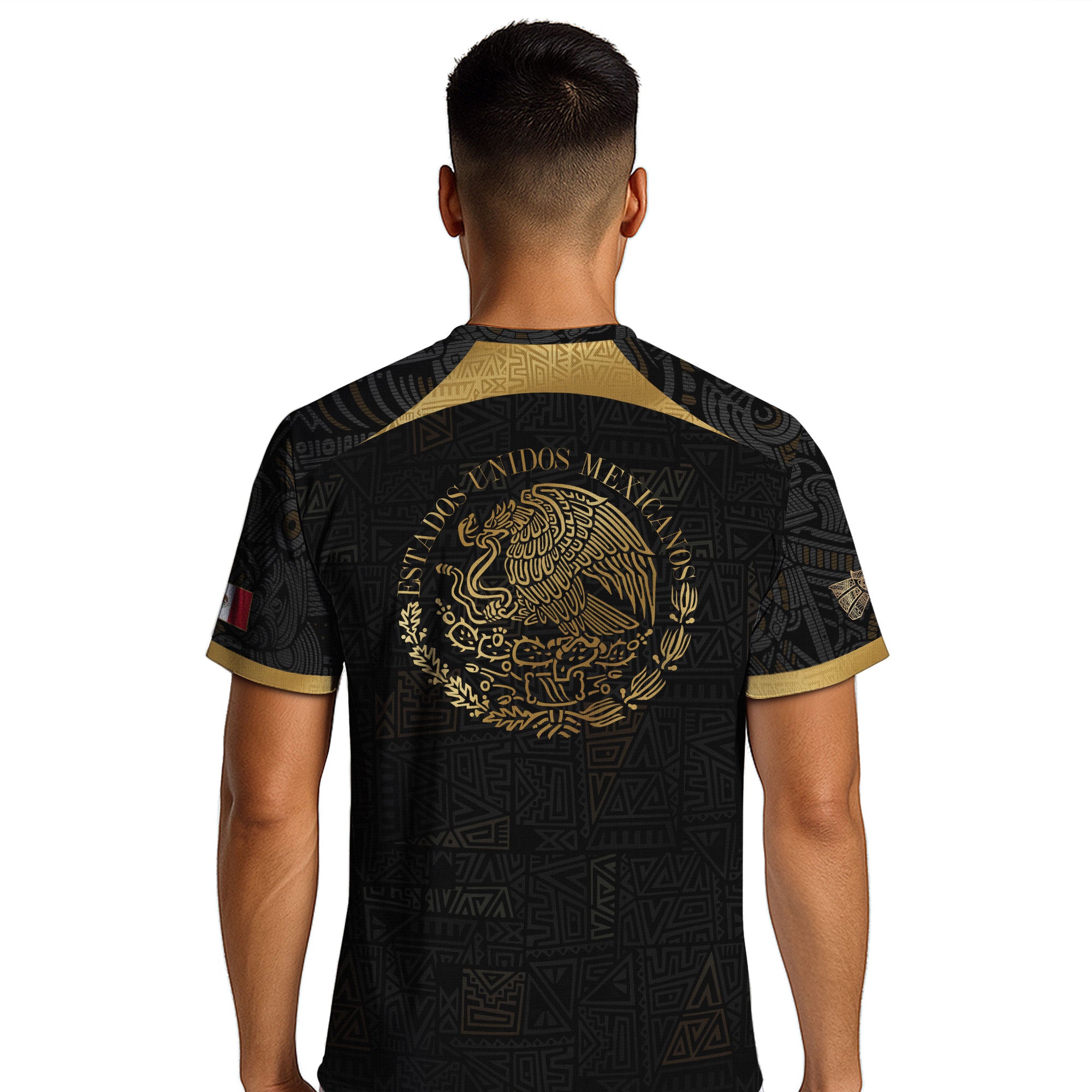 Mexico Black Gold Aztec Pattern Heritage Soccer Jersey