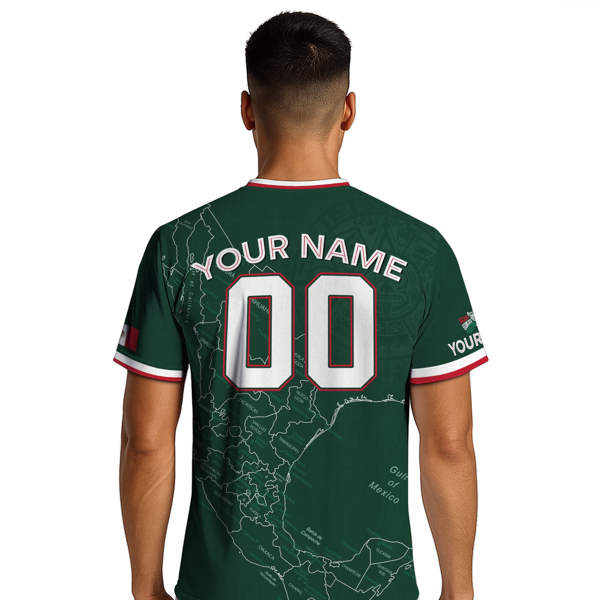 Custom Mexico Green Soccer Jersey with Flag Accents and Map Heritage Design