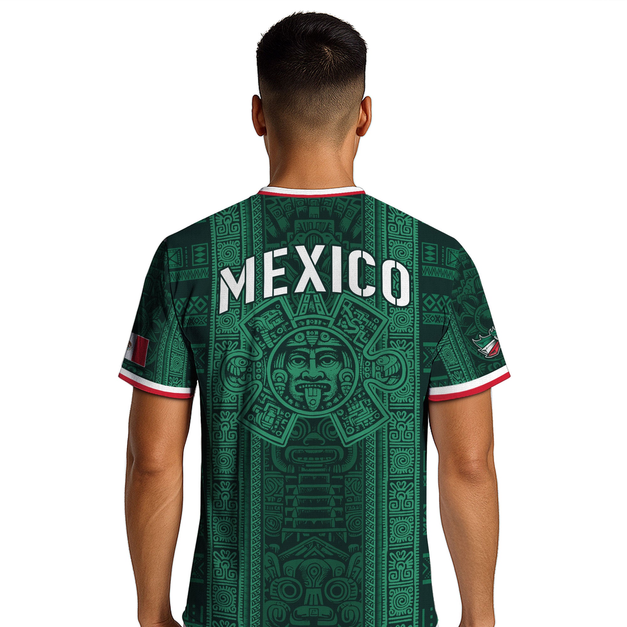 Mexico Green Aztec Warrior Pattern Heritage Soccer Jersey
