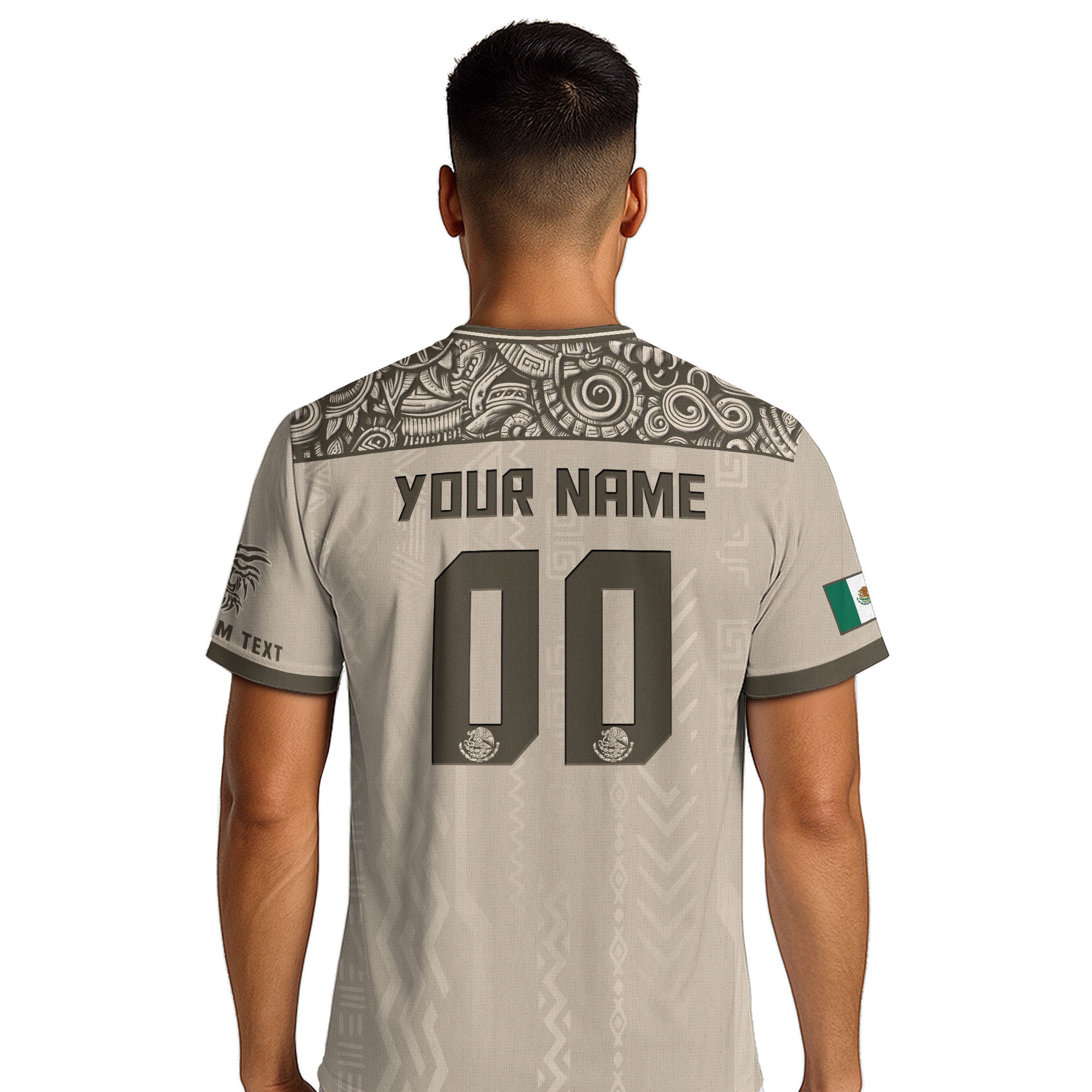 Custom Mexico Aztec Heritage Soccer Jersey Beige Eagle Pride Culture Roots Shirt
