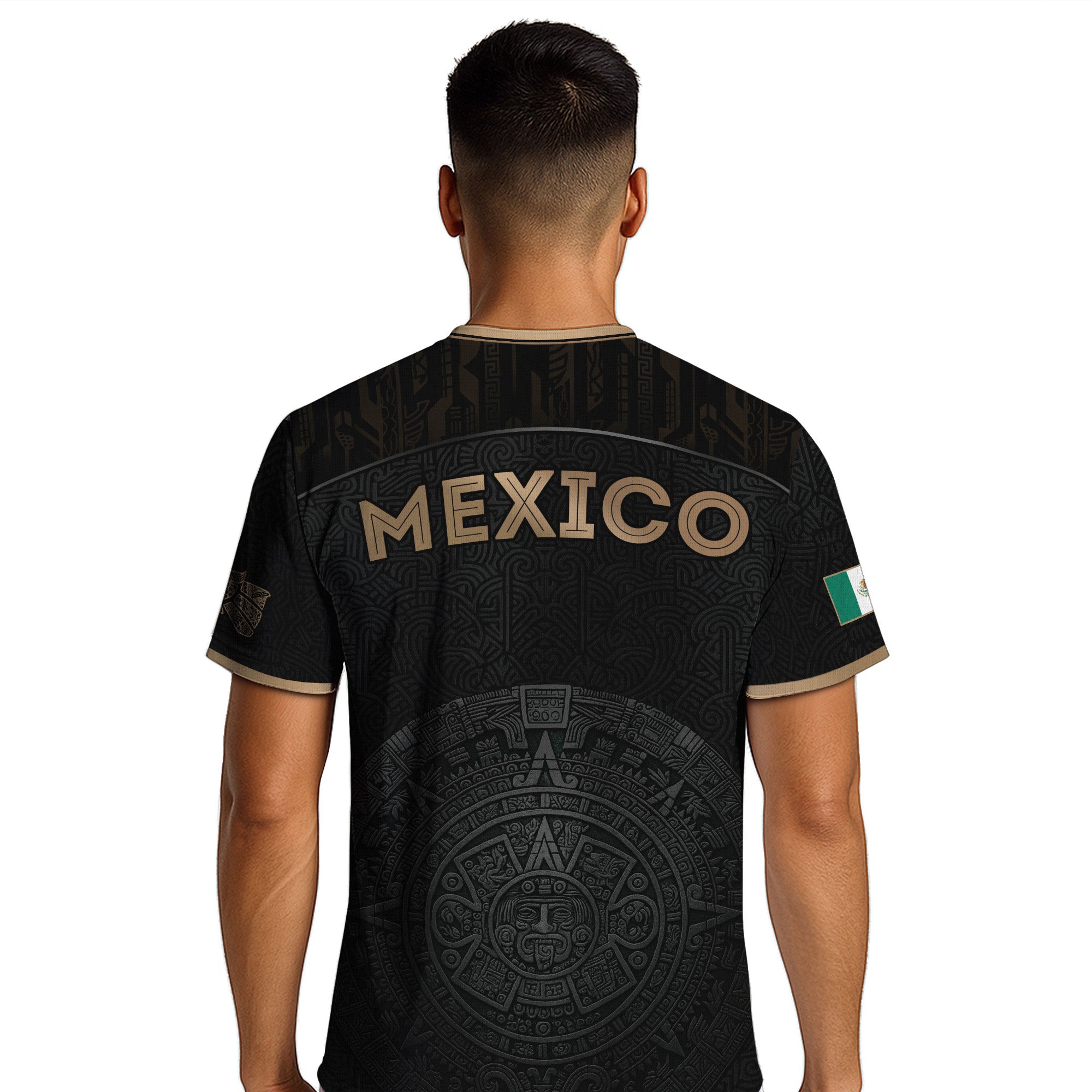 Mexico Black Gold Aztec Calendar Heritage Soccer Jersey