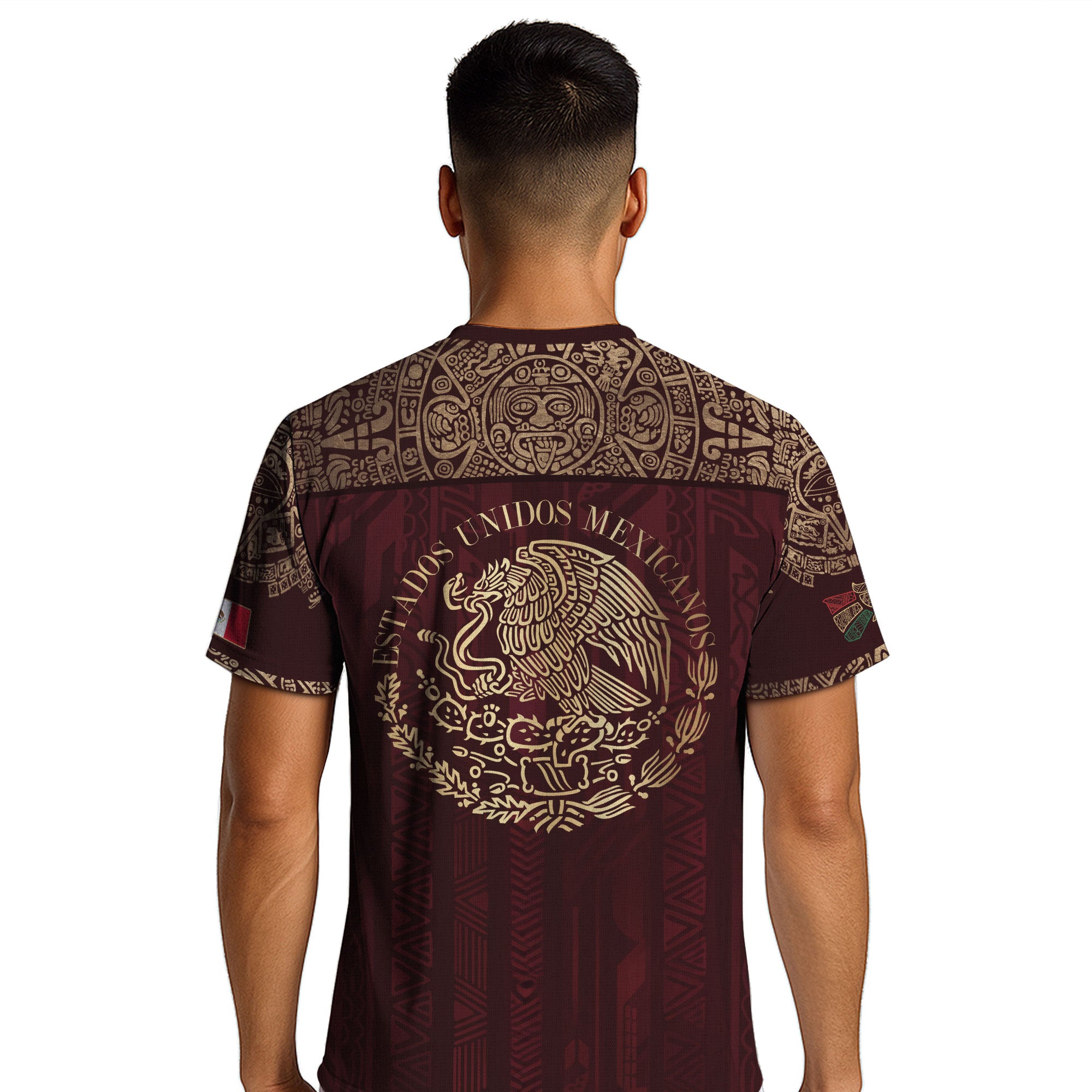 Mexico Red Gold Eagle And Serpent Heritage Soccer Jersey