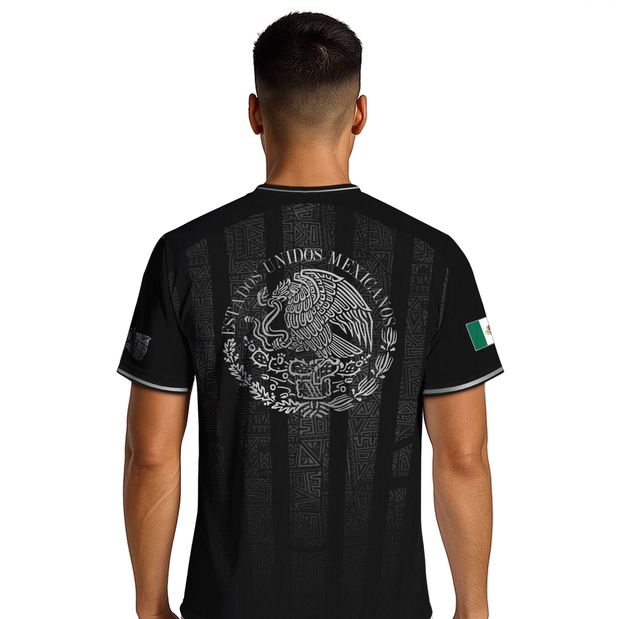 Mexico Black Silver Aztec Pattern Heritage Soccer Jersey