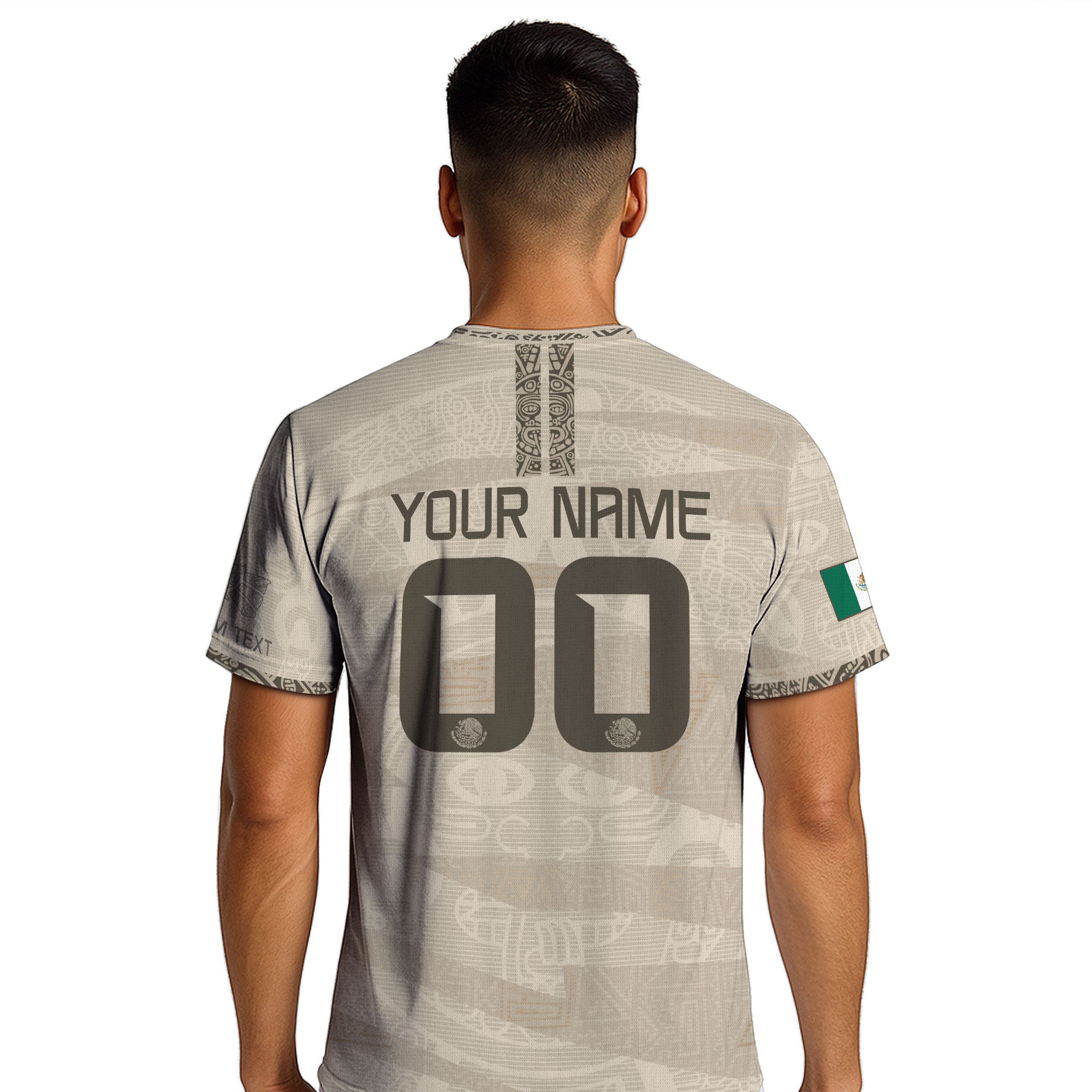 Custom Mexico Beige Aztec Pattern Soccer Jersey