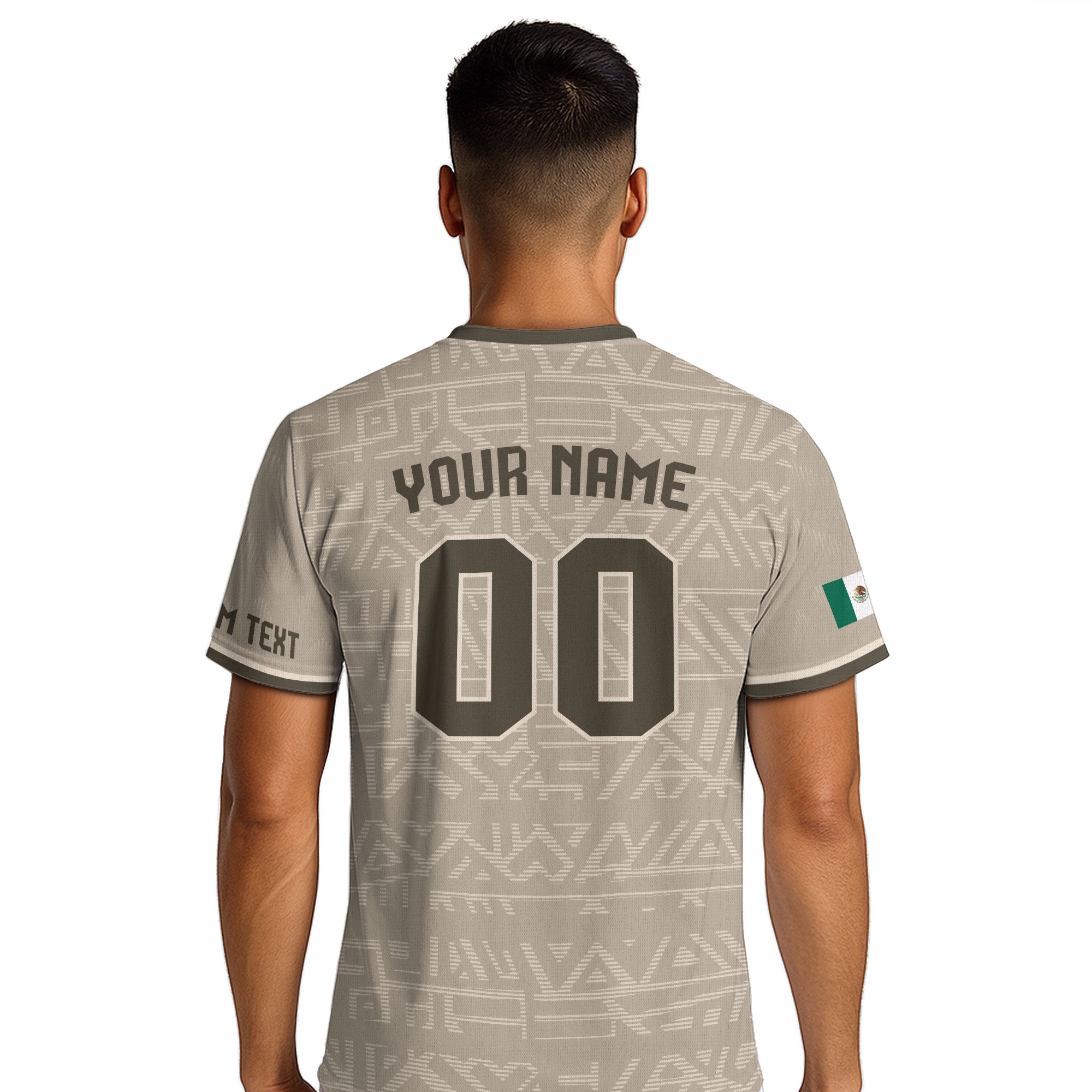 Custom Mexico Soccer Jersey Beige Aztec Eagle Design